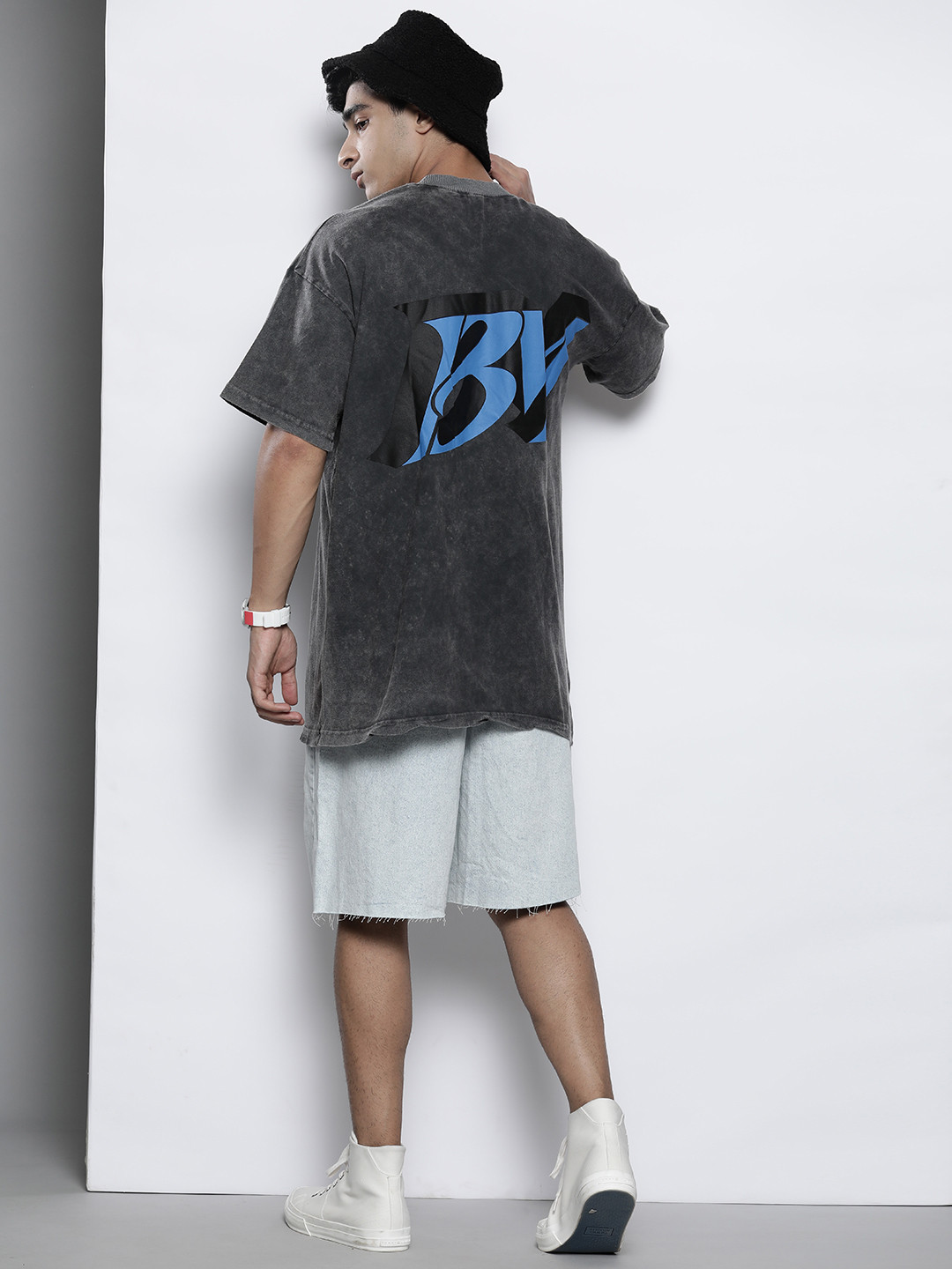 boohooMAN Printed Acid Wash Oversized T-shirt