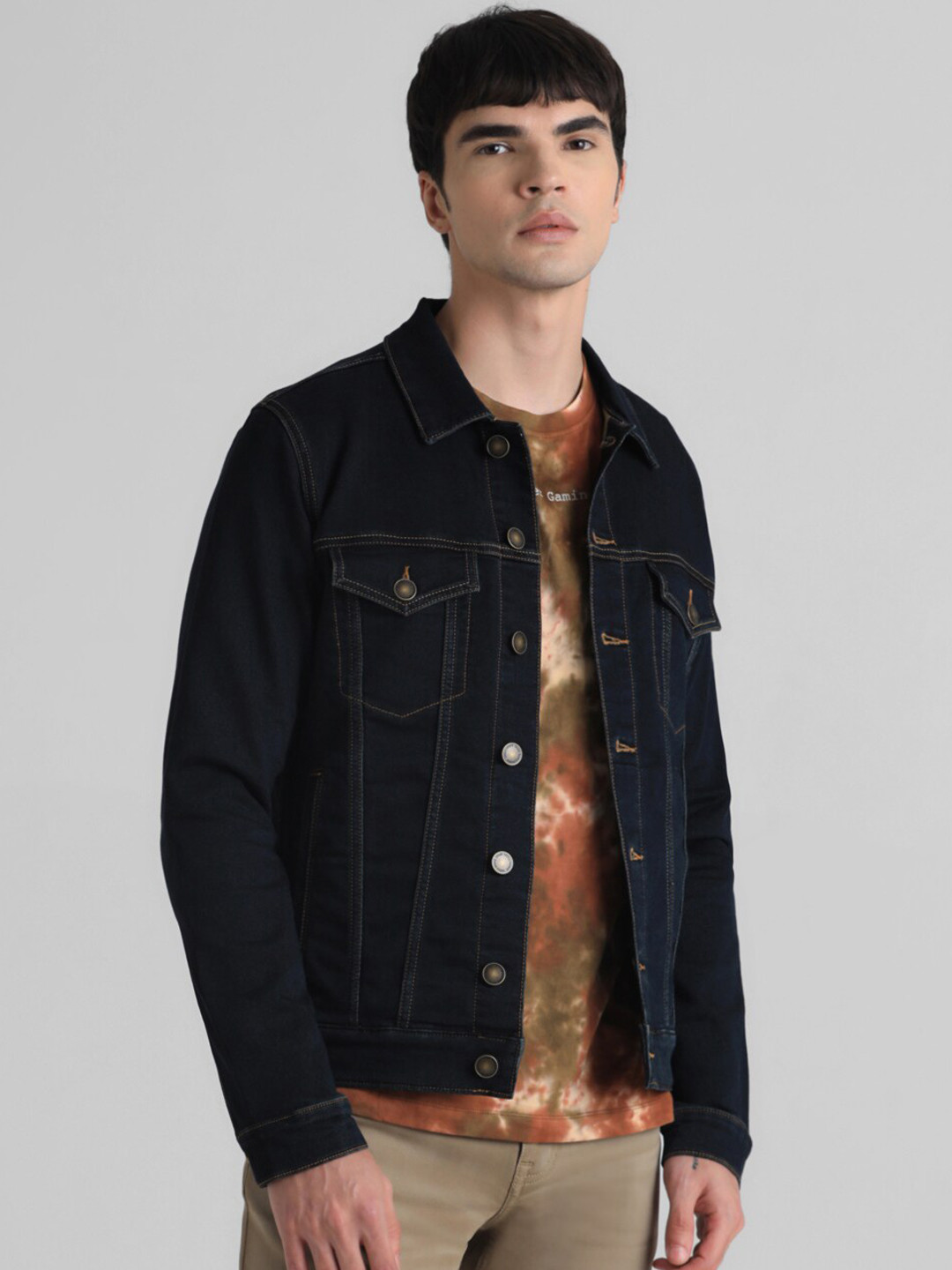 Jack & Jones Spread Collar Denim Jacket