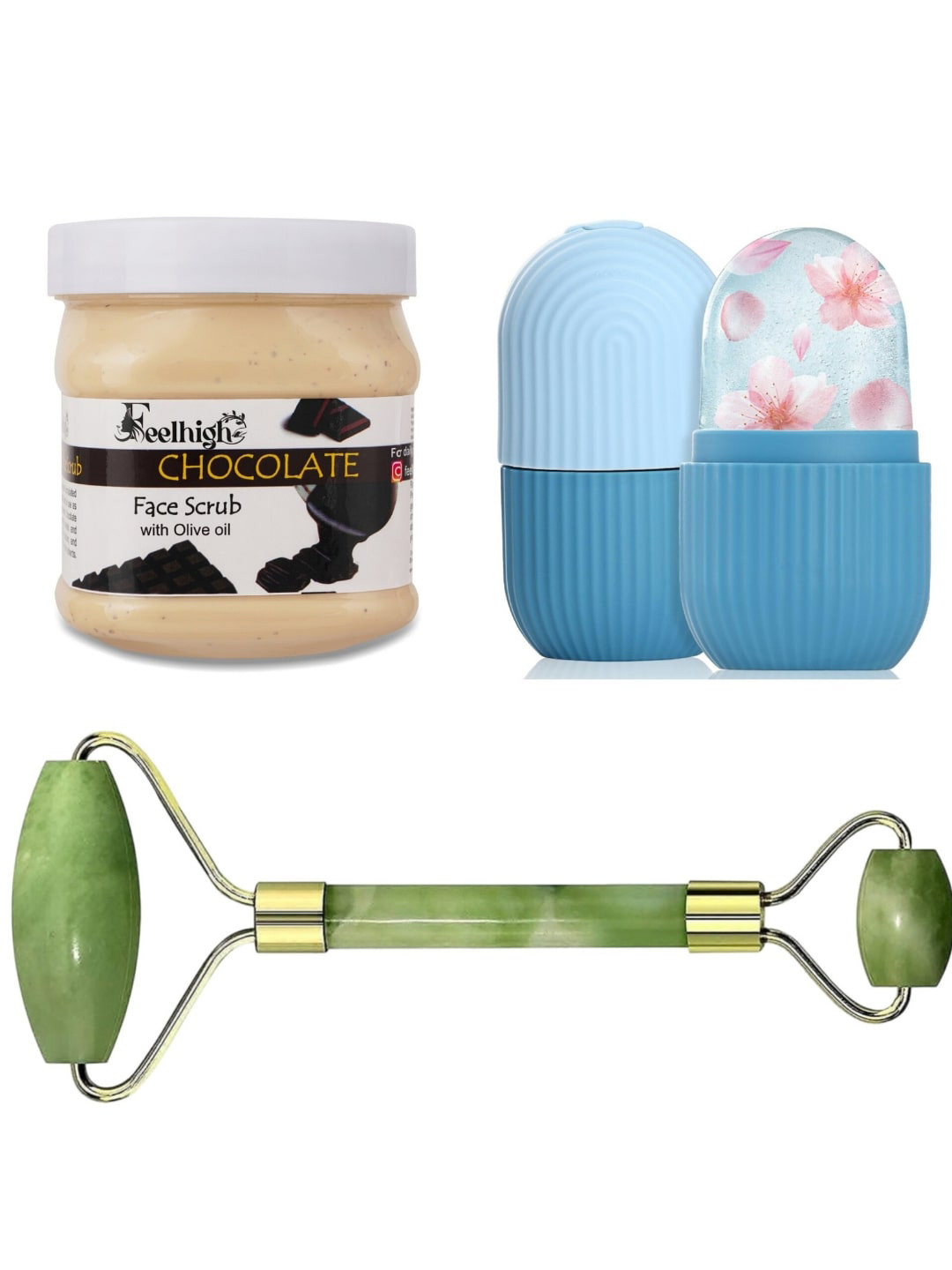 FEELHIGH Chocolate Scrub With Facial Ice Roller & Facial Massager