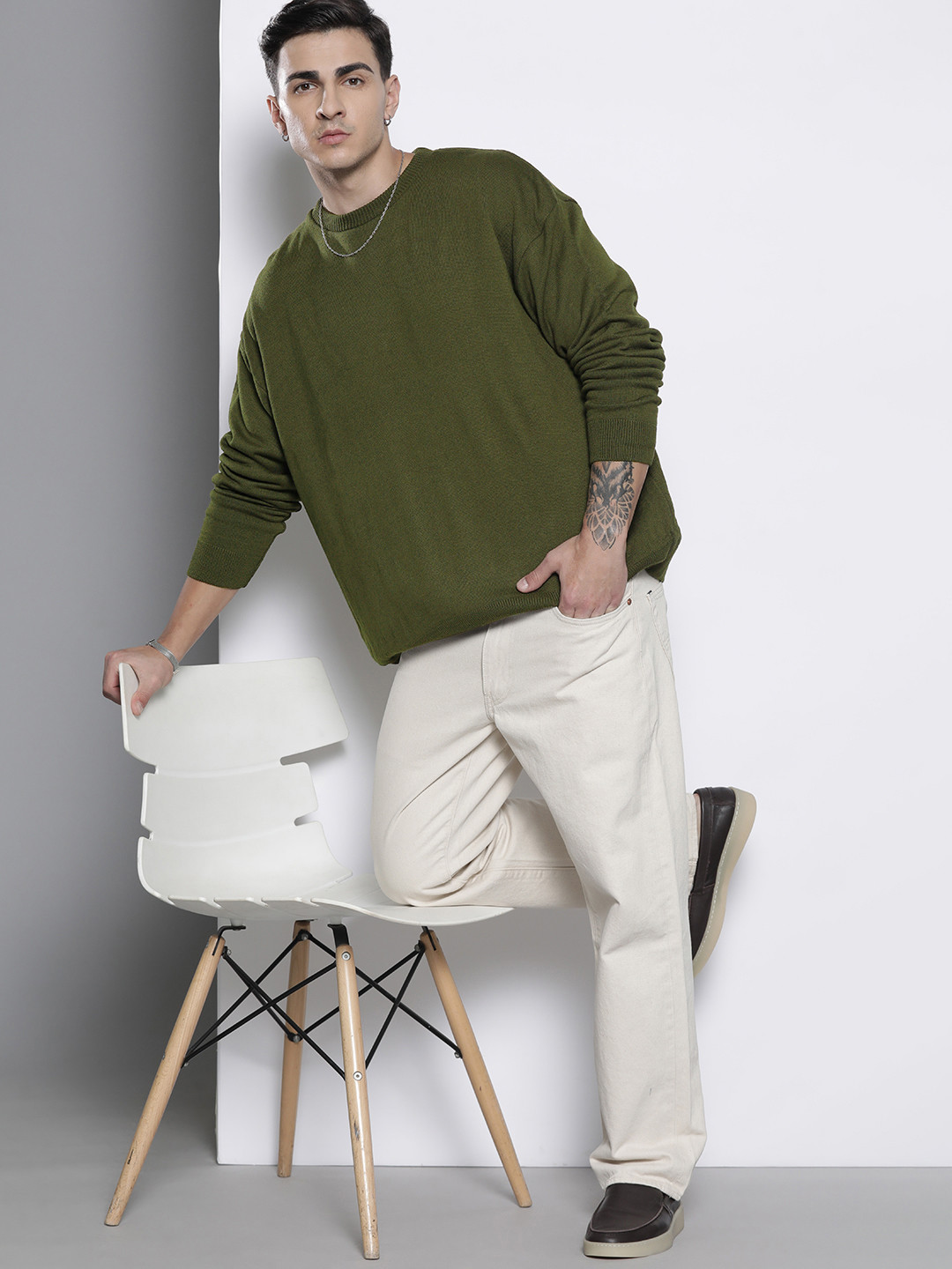 boohooMAN Varsity Print Oversized Pullover