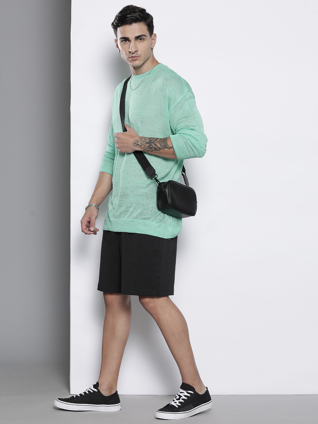 boohooMAN Sheer Oversized Pullover