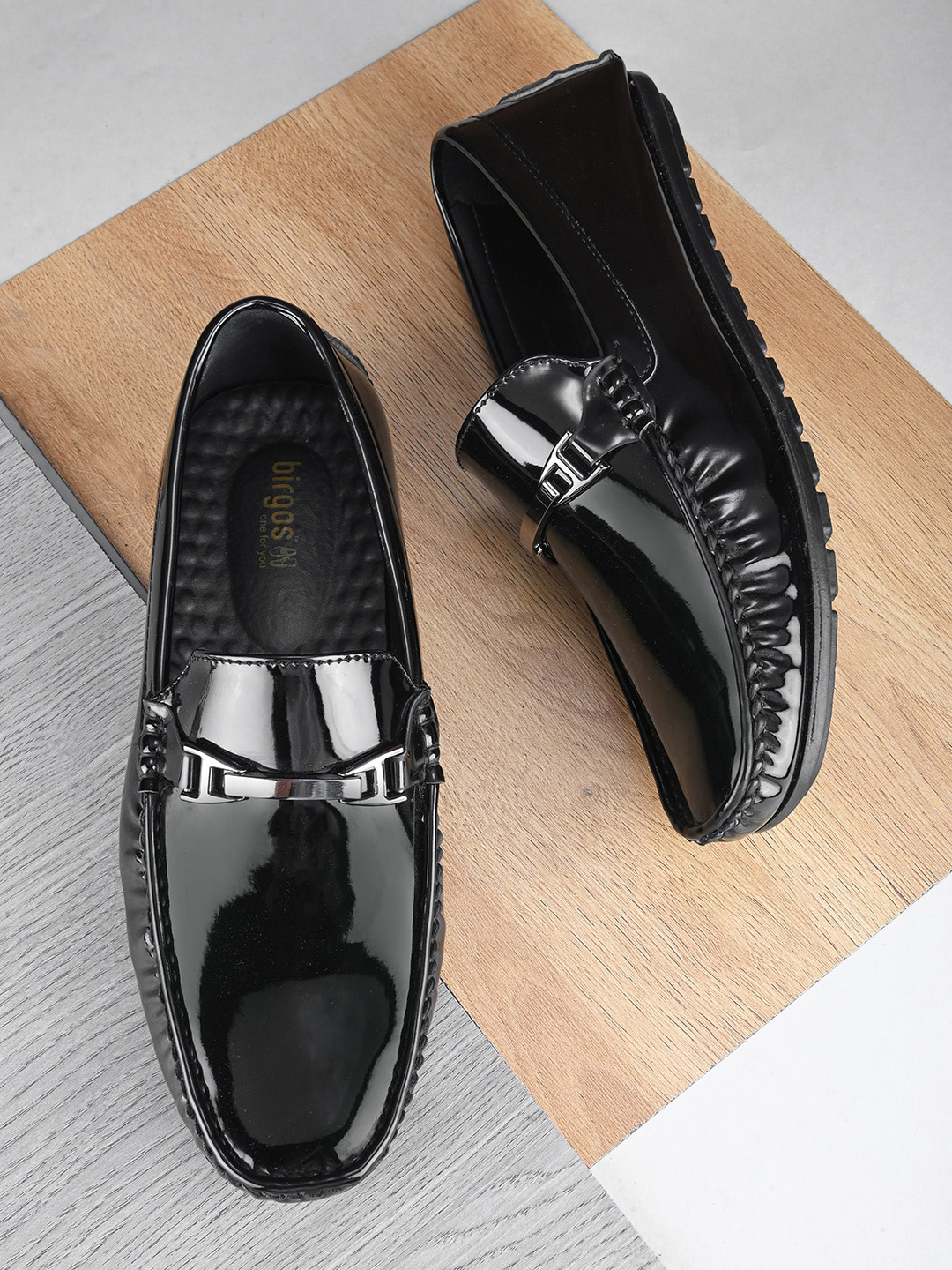 birgos Men Custom Orthotics Horsebit Loafers