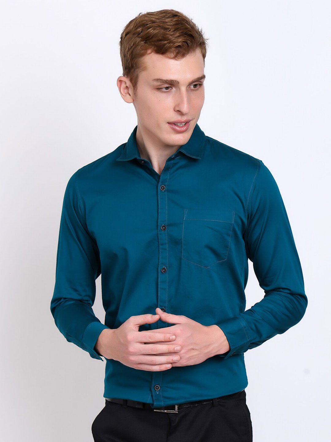DEZANO Premium Slim Fit Opaque Satin Formal Shirt
