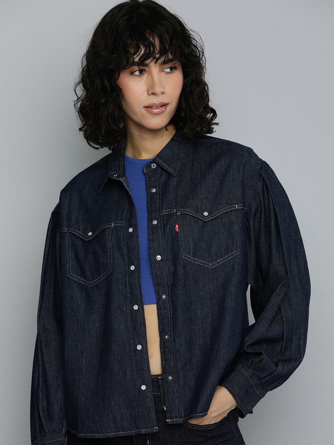 Levis Pure Cotton Chambray Boxy Fit Casual Shirt