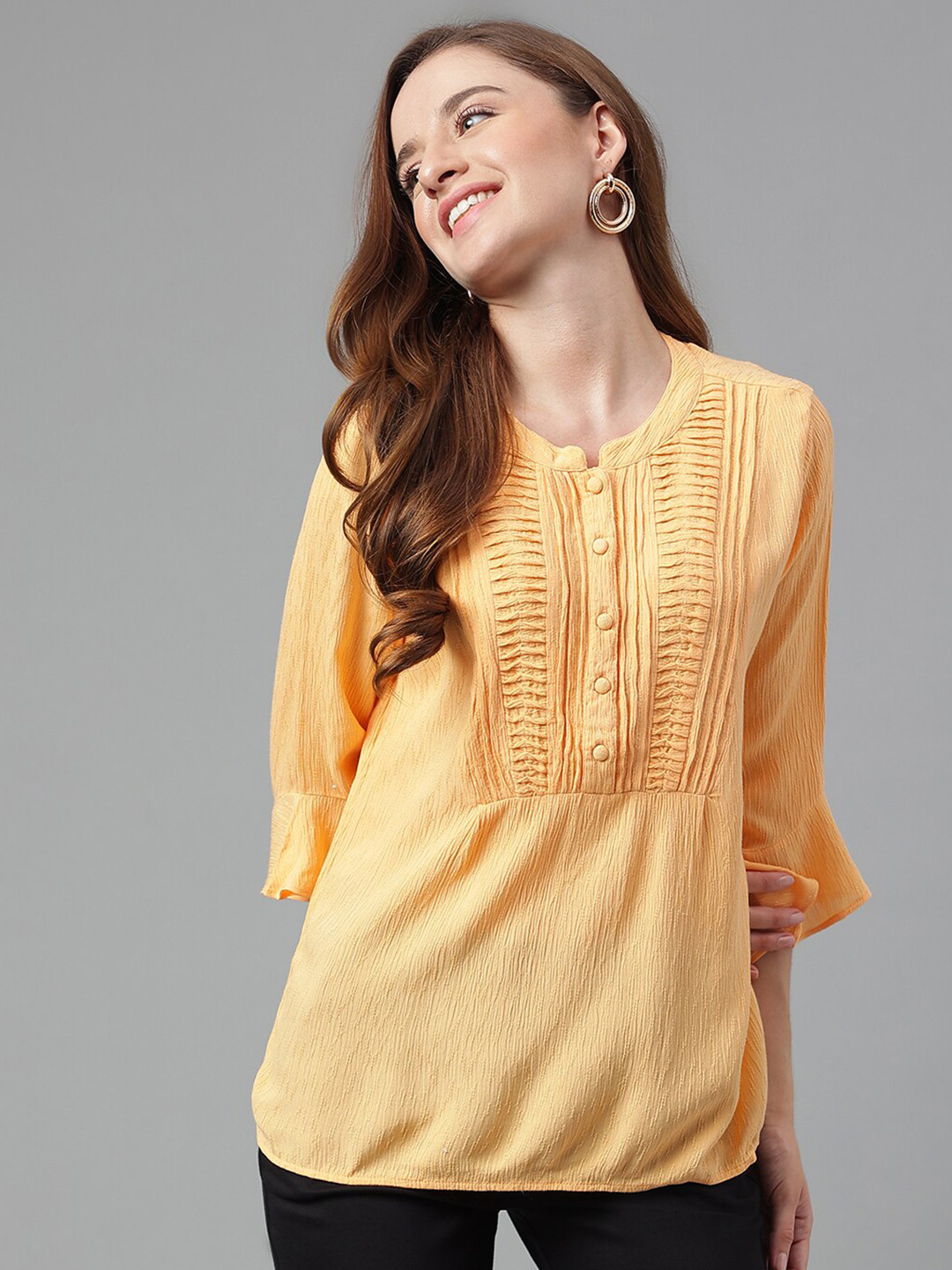 Latin Quarters Bell Sleeves Blouson Top