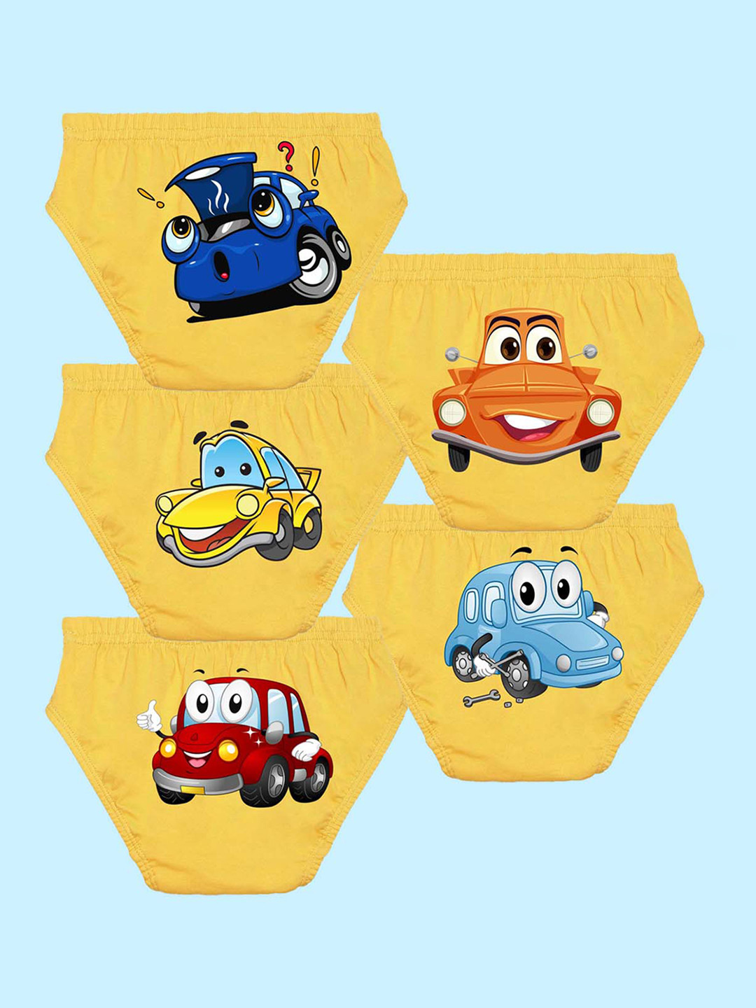 NUSYL Boys Pack Of 5 Graphic Printed Cotton Basic Briefs NUBCBRFPO5.0034