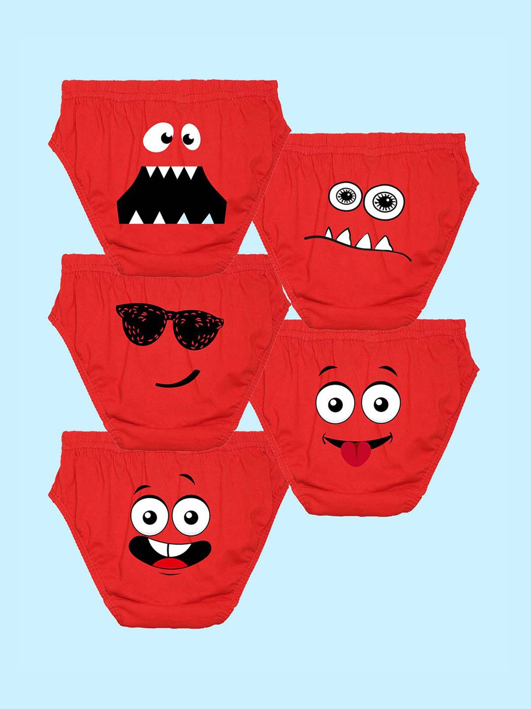 NUSYL Boys Pack Of 5 Graphic Printed Cotton Basic Briefs NUBCBRFPO5.0029