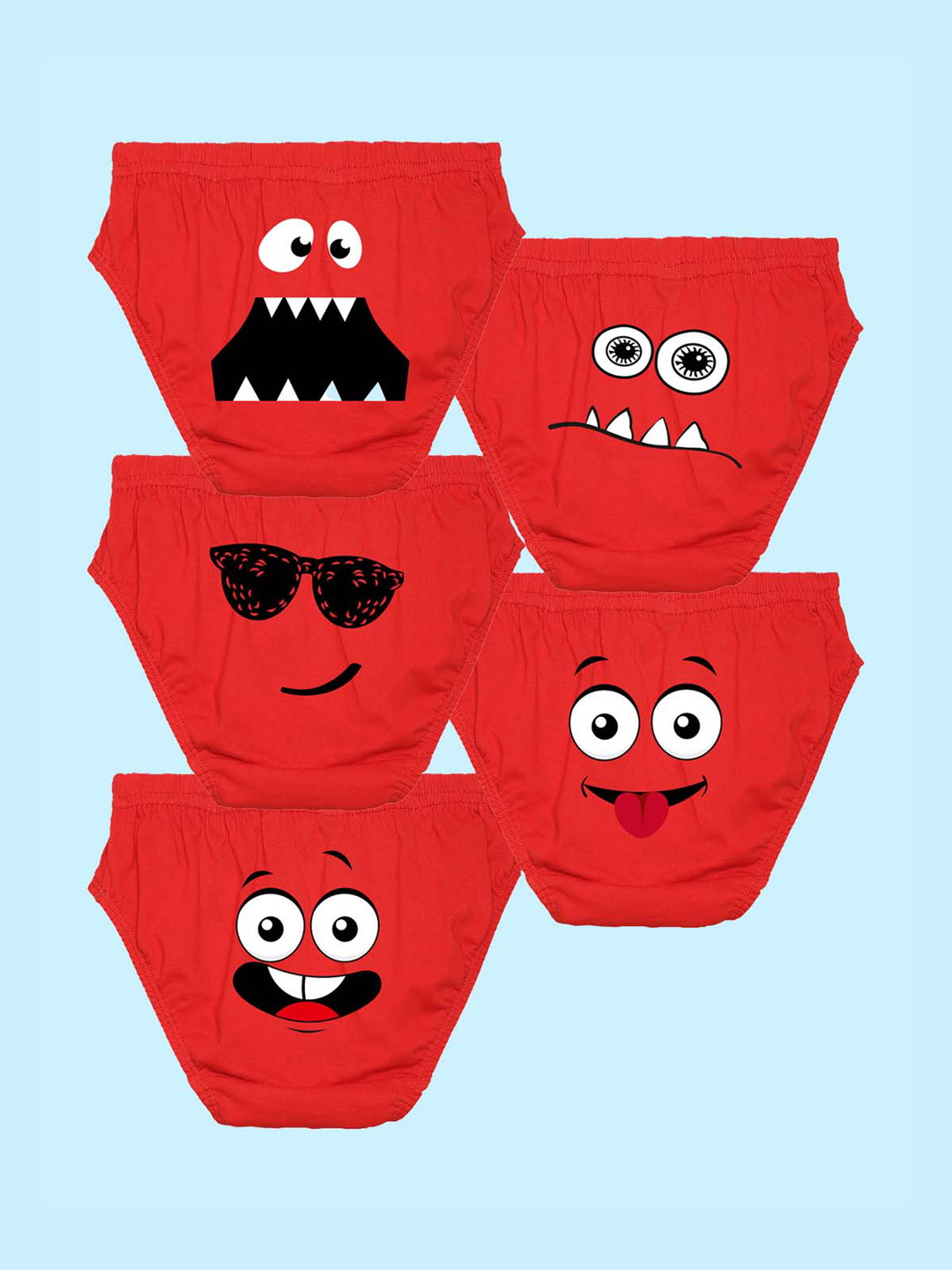 NUSYL Boys Pack Of 5 Graphic Printed Cotton Basic Briefs NUBCBRFPO5.0029