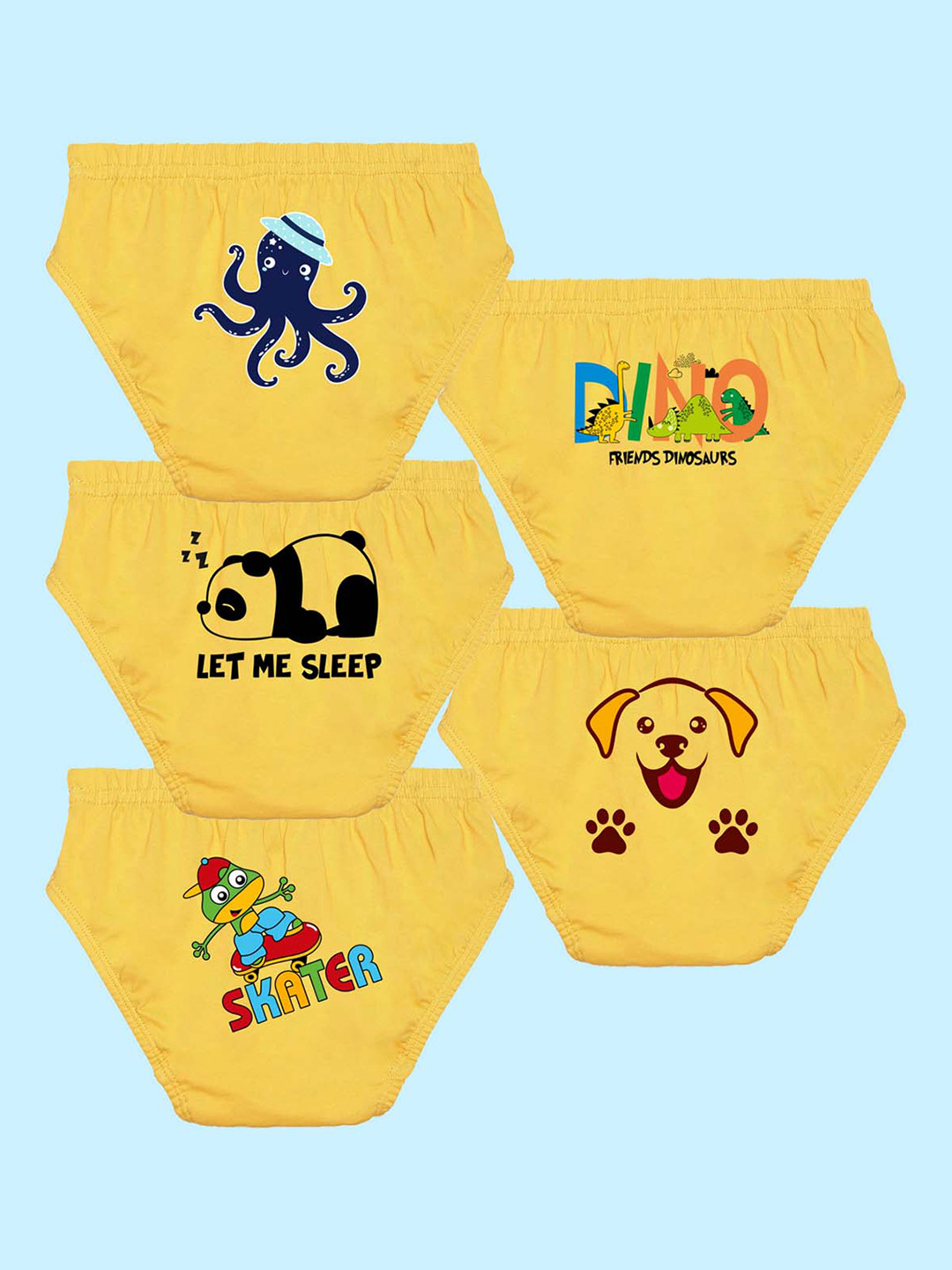 NUSYL Boys Pack Of 5 Graphic Printed Cotton Basic Briefs NUBCBRFPO5.0038