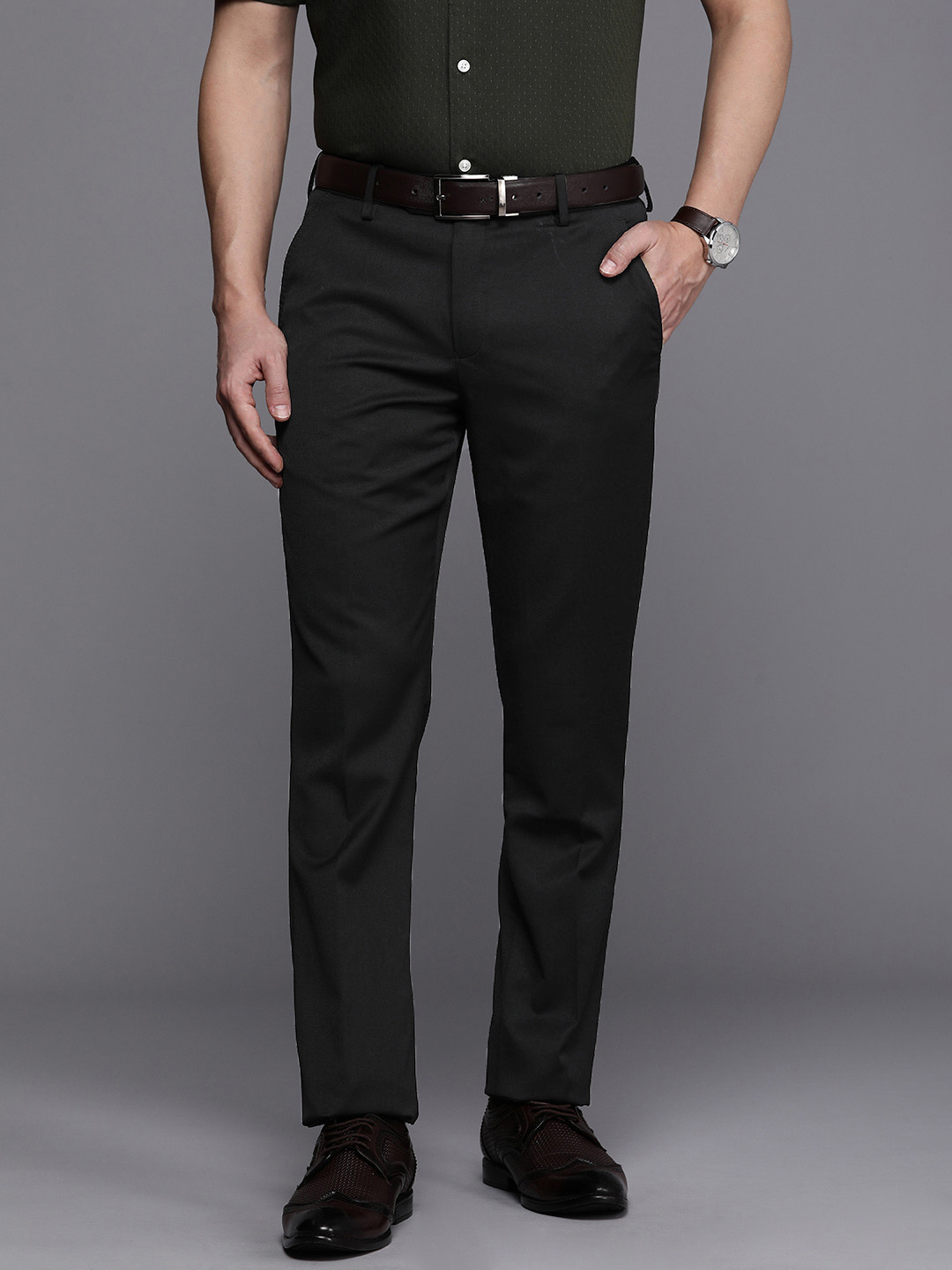 Louis Philippe Men Solid Formal Trousers