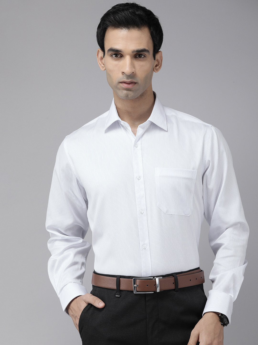 Van Heusen Men Classic Opaque Striped Pure Cotton Formal Shirt