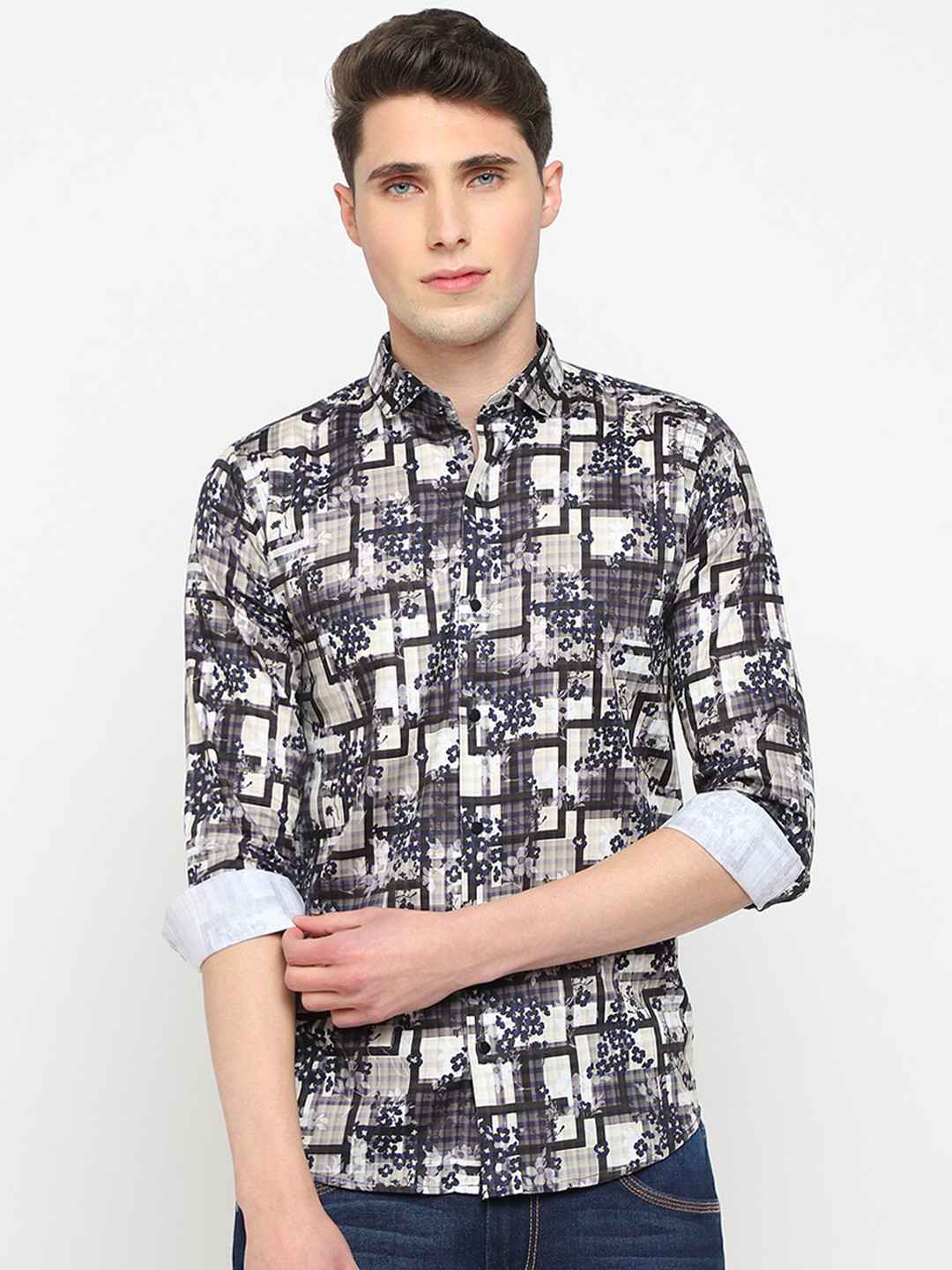 JADEBERRY Classic Floral Printed Cotton Casual Shirt