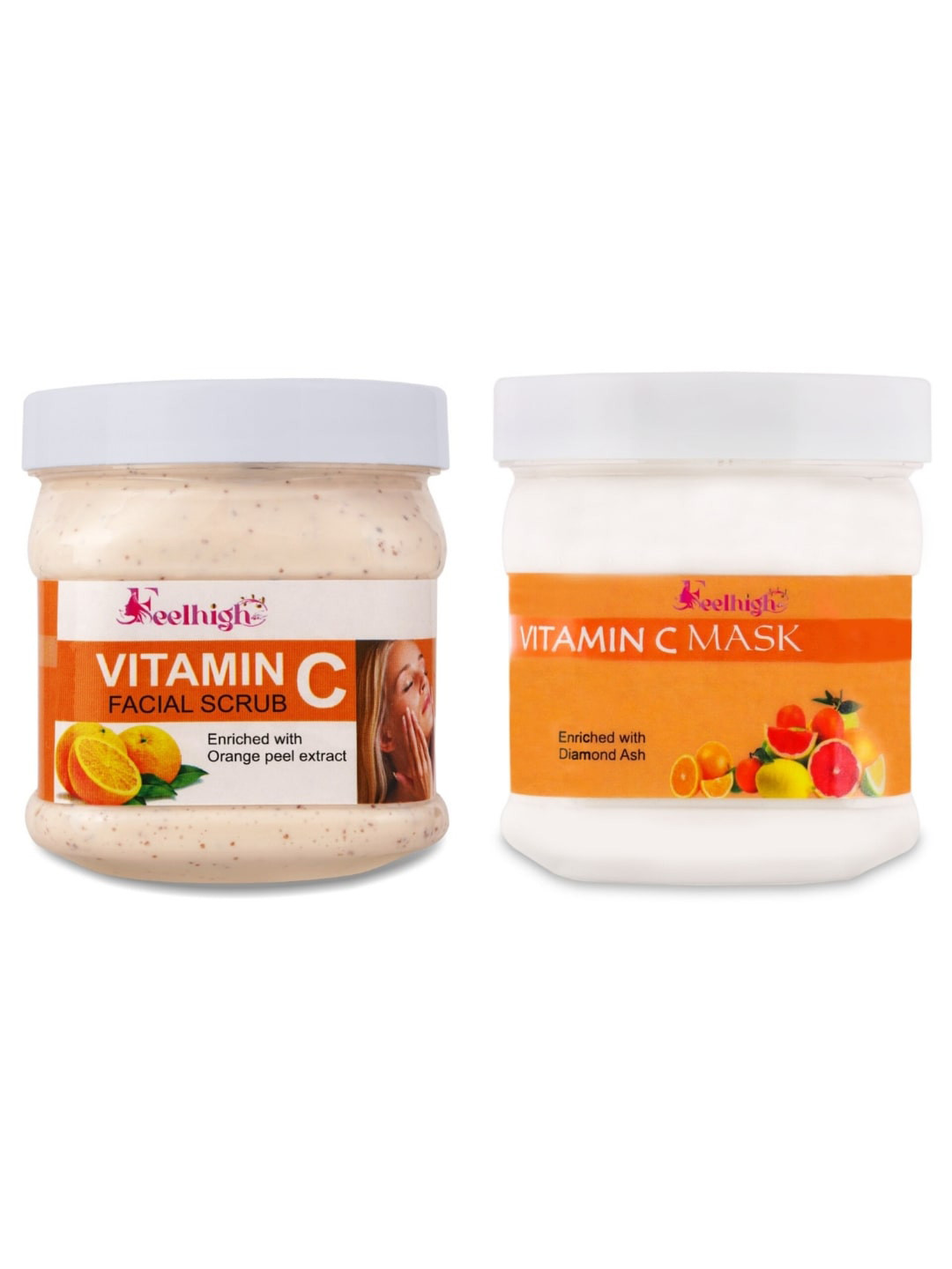 FEELHIGH Set of Vitamin C Face Scrub + Face Mask - 500 ml Each