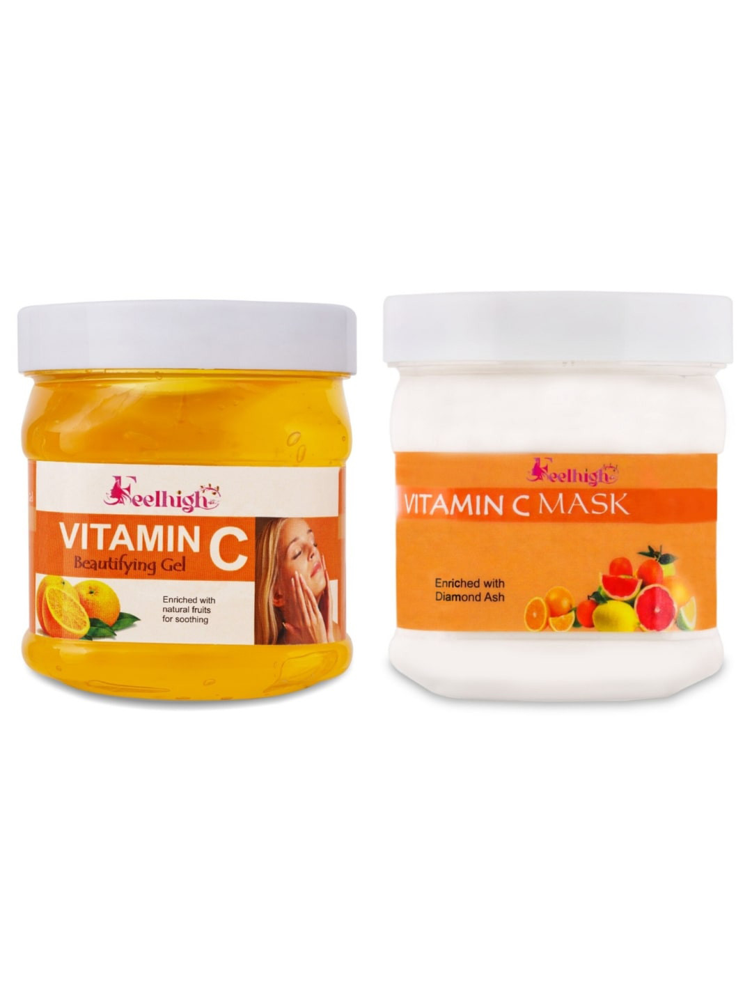 FEELHIGH Set of Vitamin C Face Mask + Skin Brightening Gel - 500 ml Each