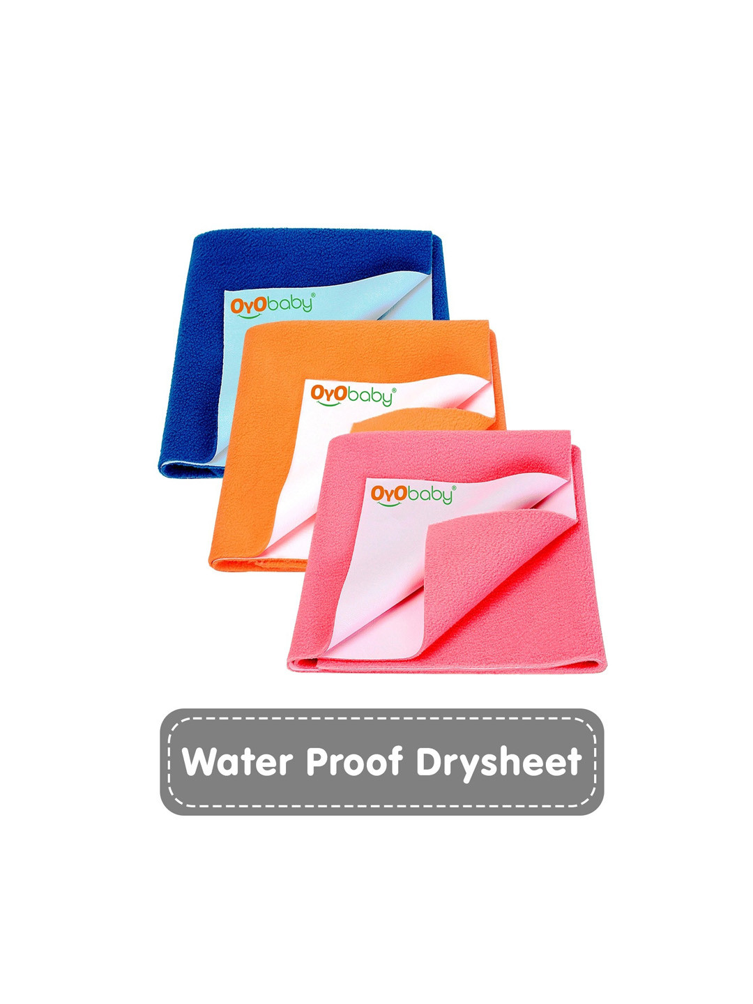 OyO Baby Pack of 3 Salmon Rose Royal Blue & Peach Dry Sheet Polycotton Mattress Protector