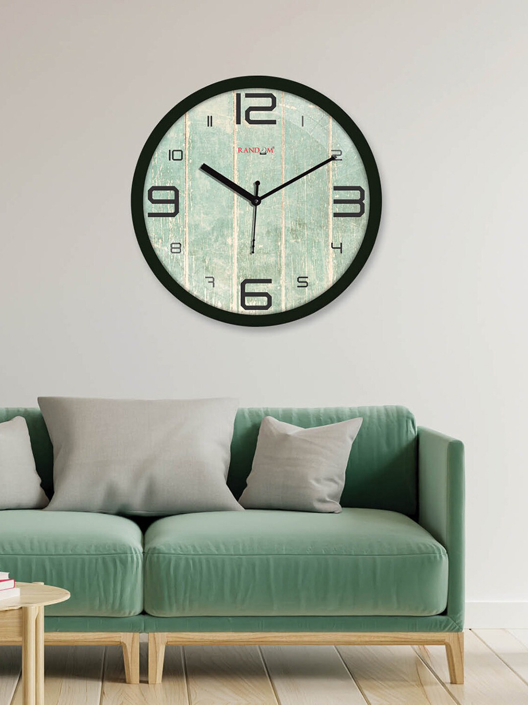 RANDOM Green & Black Printed Contemporary Wall Clock