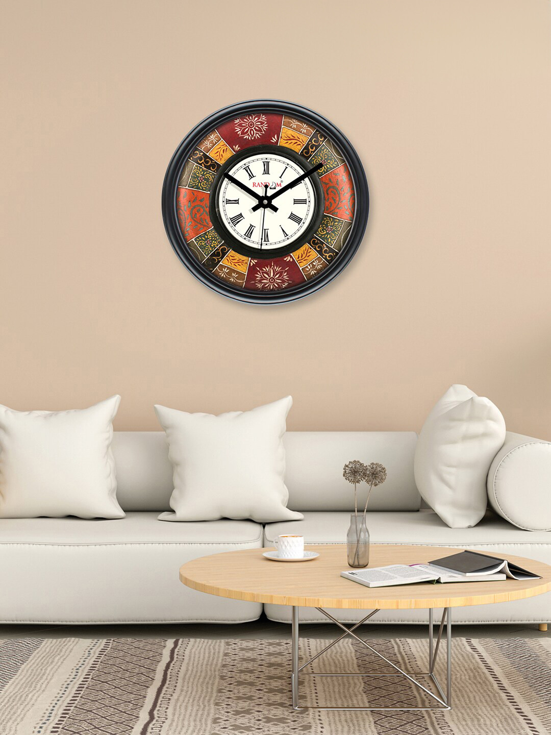 RANDOM Stylish Tic Toc Movement Plastic Large Display Round Battery Analogue Wall Clock-30cm