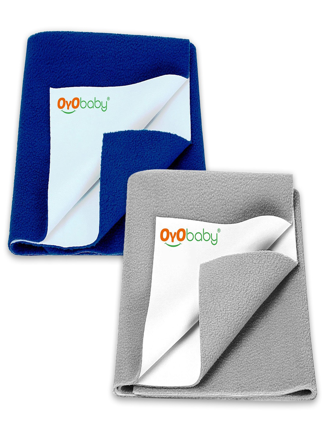 OyO Baby Pack of 2 Grey & Royal Blue Waterproof Dry sheet Polycotton Mattress Protector