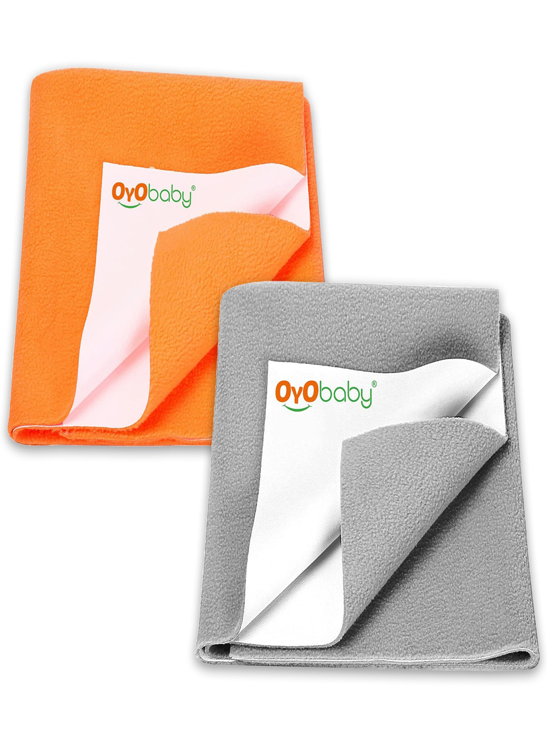 OyO Baby Pack of 2 Grey & Peach Waterproof Dry sheet Polycotton Mattress Protector