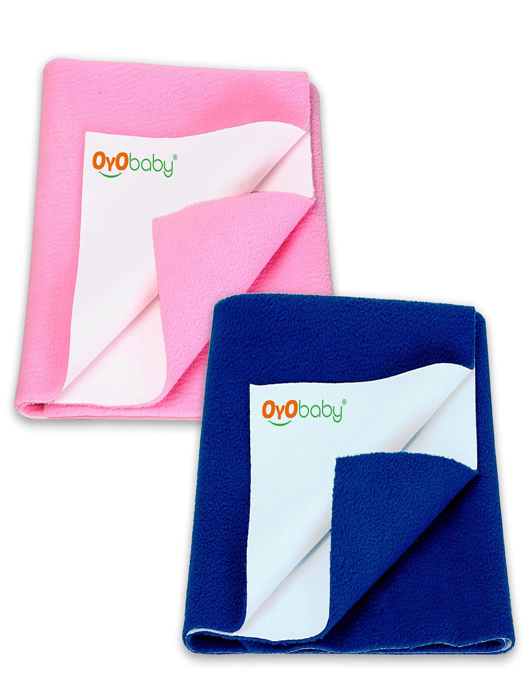 OyO Baby Pack of 2 Royal Blue & Pink Waterproof Dry sheet Polycotton Mattress Protector