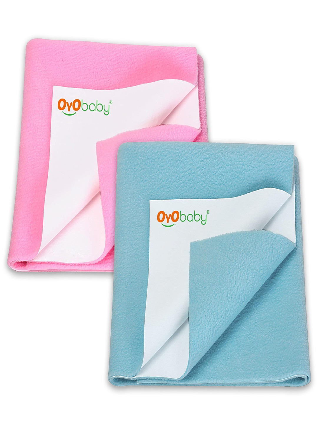 OyO Baby Pack of 2 Sea Blue & Pink Waterproof Dry sheet Polycotton Mattress Protector