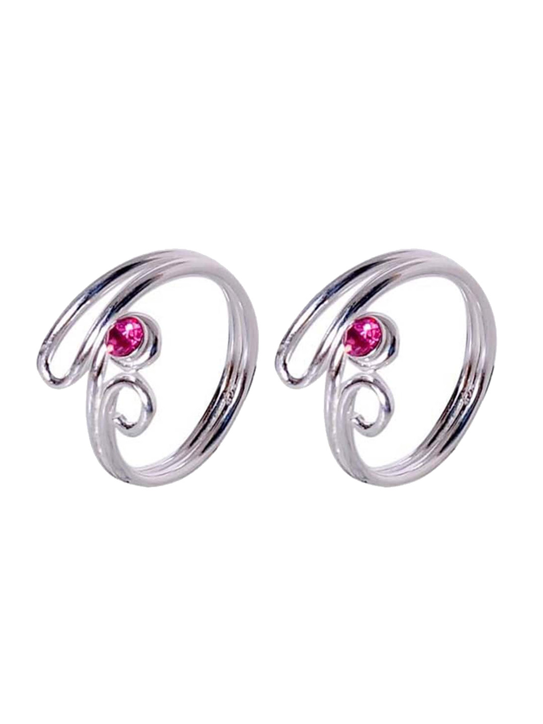 Abhooshan 92.5 Sterling Silver Crystal-Studded Adjustable Toe Rings