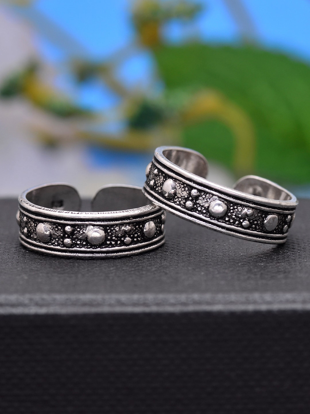 Abhooshan Set Of 2 92.5 Sterling Silver Adjustable Toe Rings