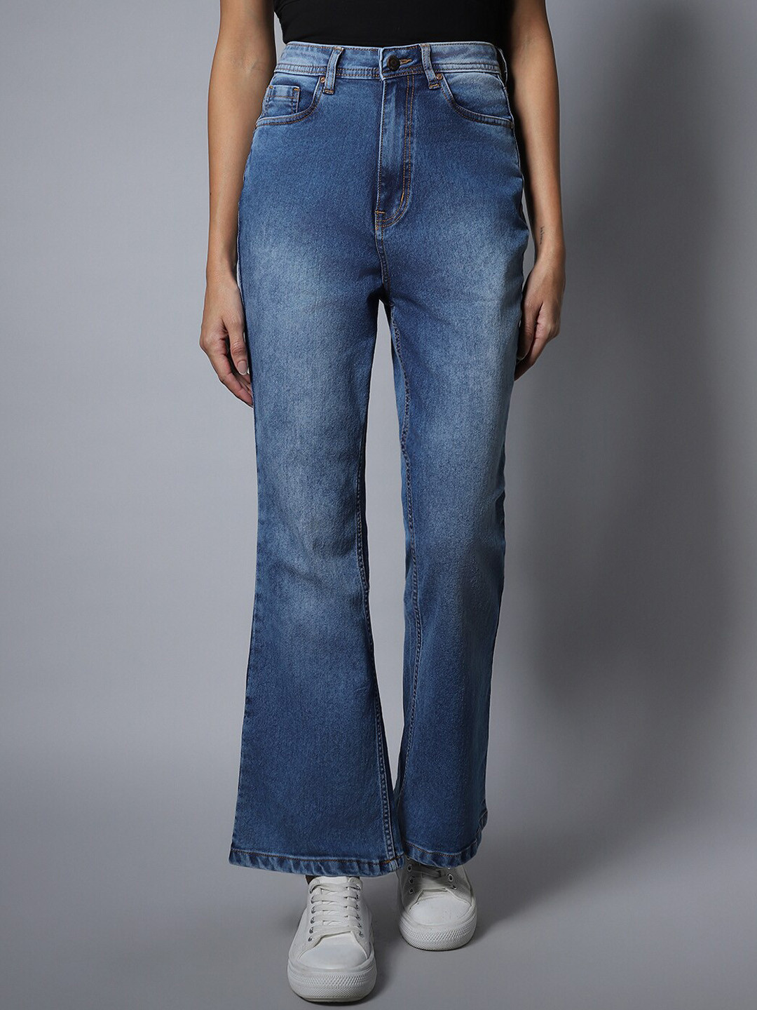 High Star Women Blue Stretch Flare Fit Jeans