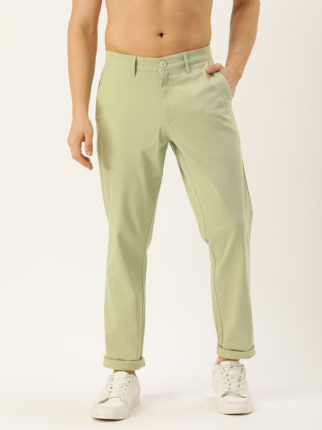 Harvard Men Classic Solid Mid-Rise Slim Fit Chinos