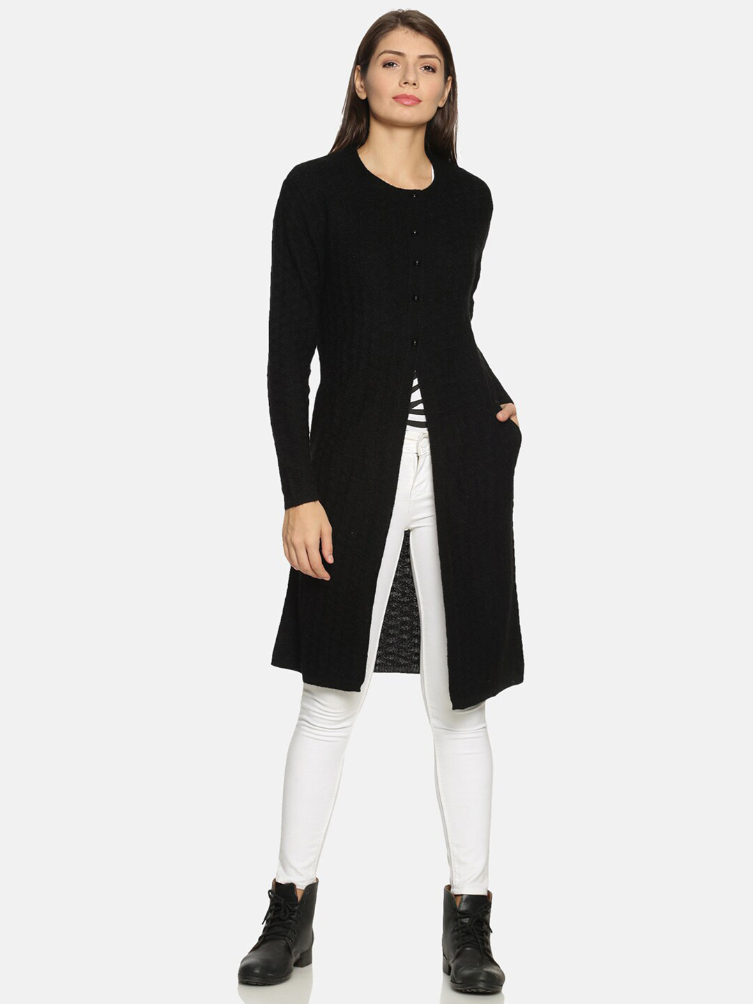 CLAPTON Cable Knit Longline Cardigan