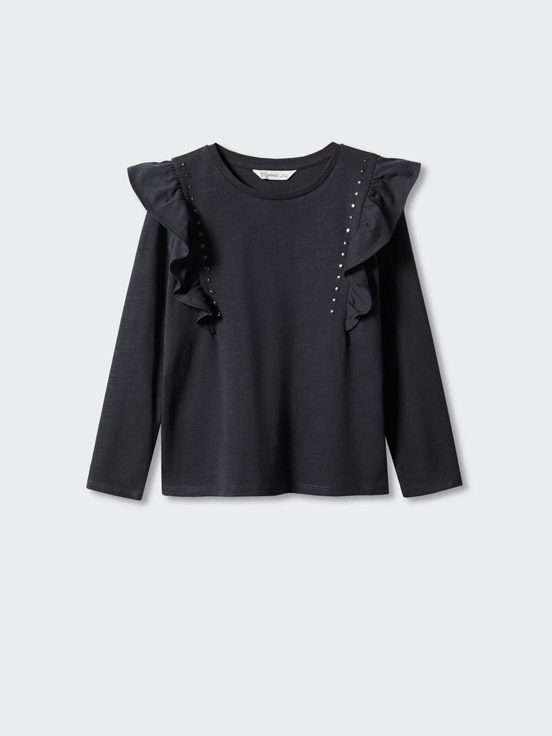 Mango Kids Girls Ruffle Detail Pure Cotton Top