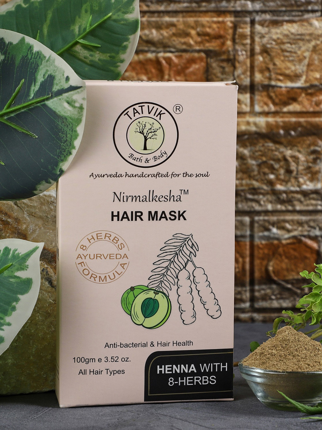 TATVIK Nirmalkesha Ayurveda 8 Herbs Formula Anti-Bacterial Henna Hair Mask - 100g