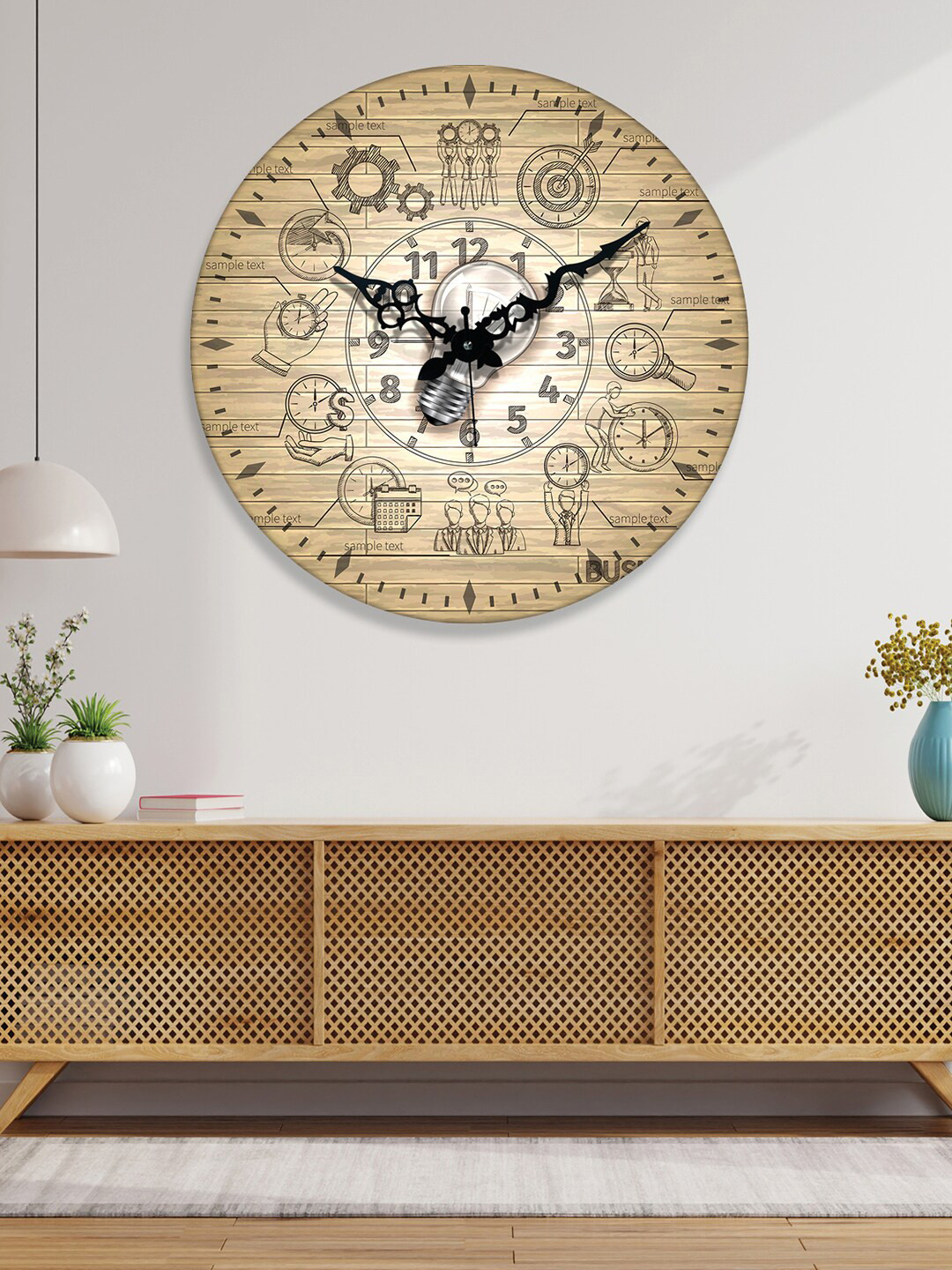 OLIVE TREE Contemporary MDF Large Display Round Battery Analogue Wall Clock-38.1cm