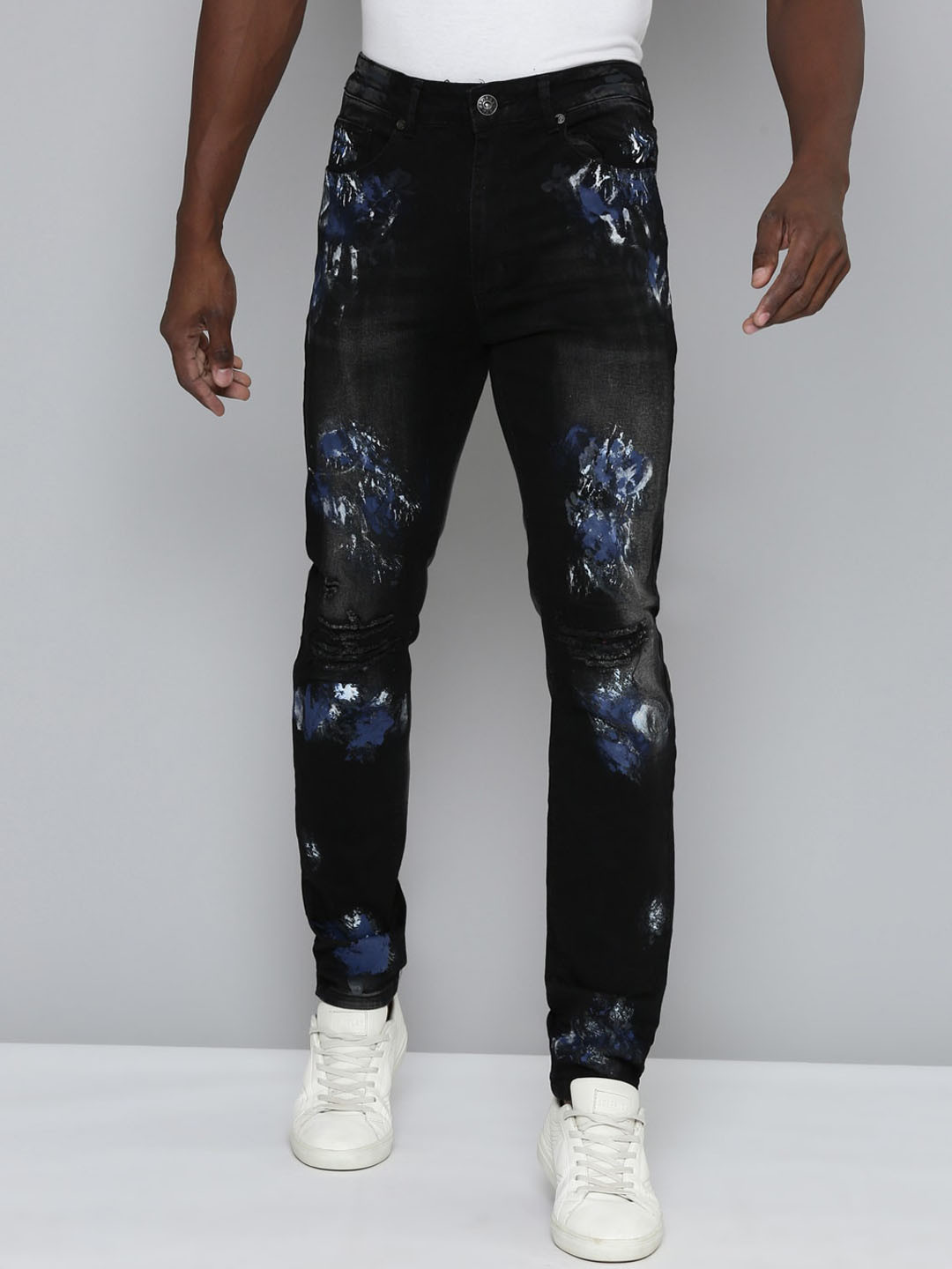 WAIMEA Men Hollywood Skinny Fit Mildly Distressed Light Fade Stretchable Jeans