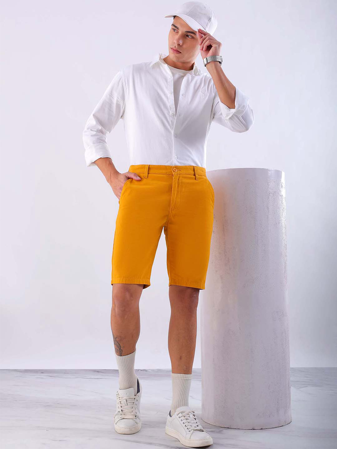 Hardsoda by The Indian Garage Co Men Mid-Rise Slim Fit Cotton Shorts