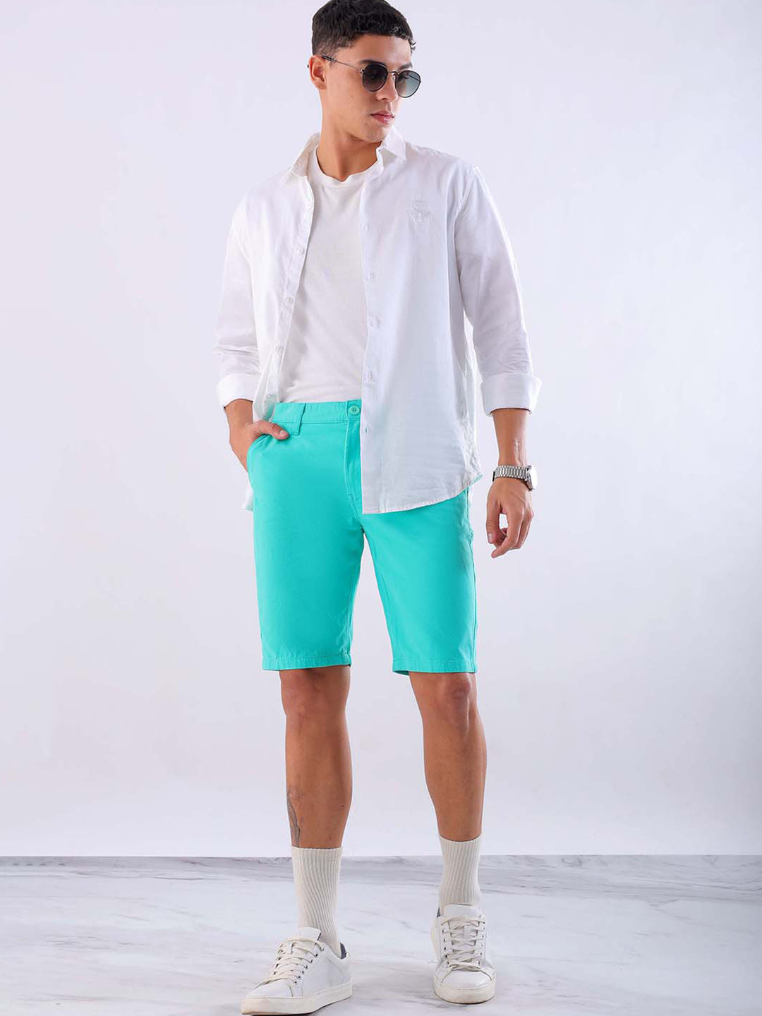 Hardsoda by The Indian Garage Co Men Mid-Rise Slim Fit Cotton Shorts