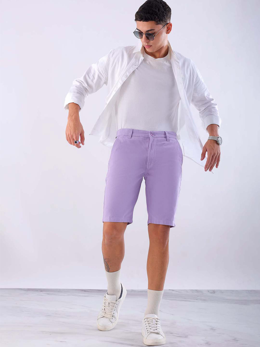 Hardsoda by The Indian Garage Co Men Mid-Rise Slim Fit Cotton Shorts
