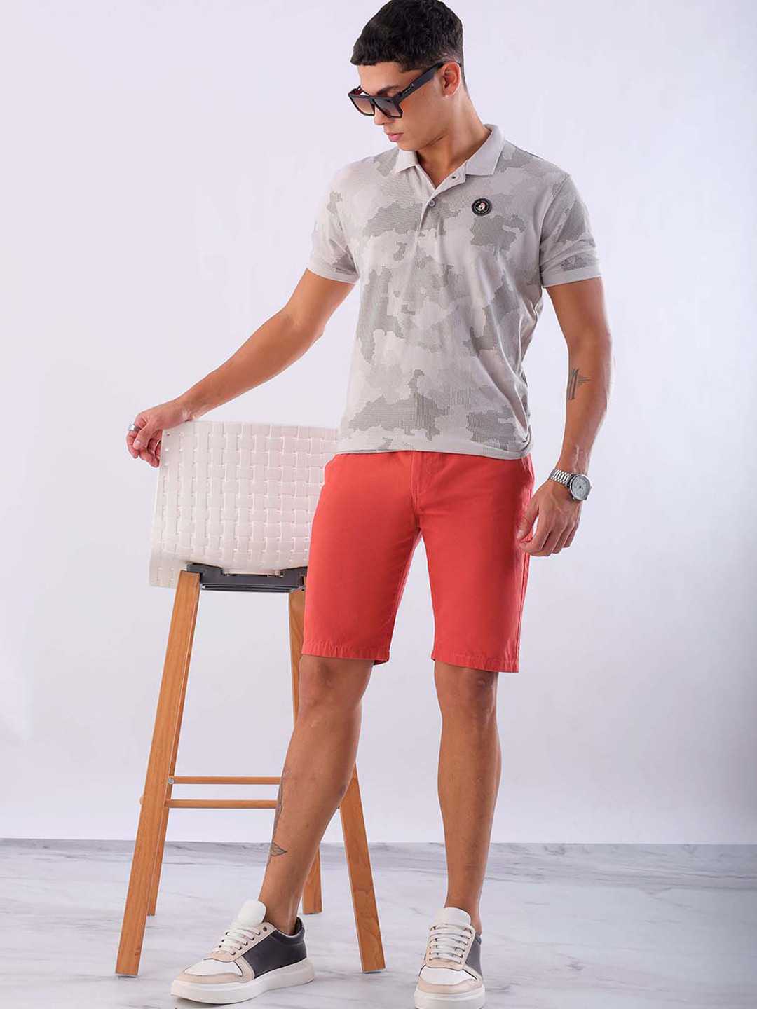 Hardsoda by The Indian Garage Co Men Mid-Rise Slim Fit Cotton Shorts