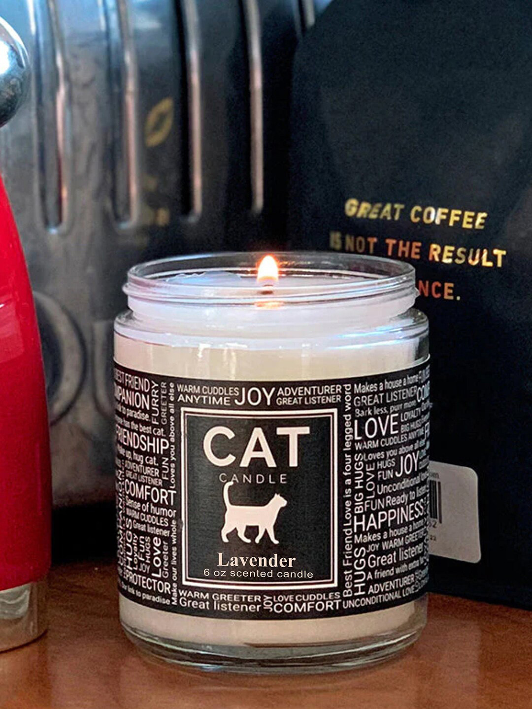 Aromatic Fables Charming Cat Design Lavender Conversational Geometric Regular Jar Candles