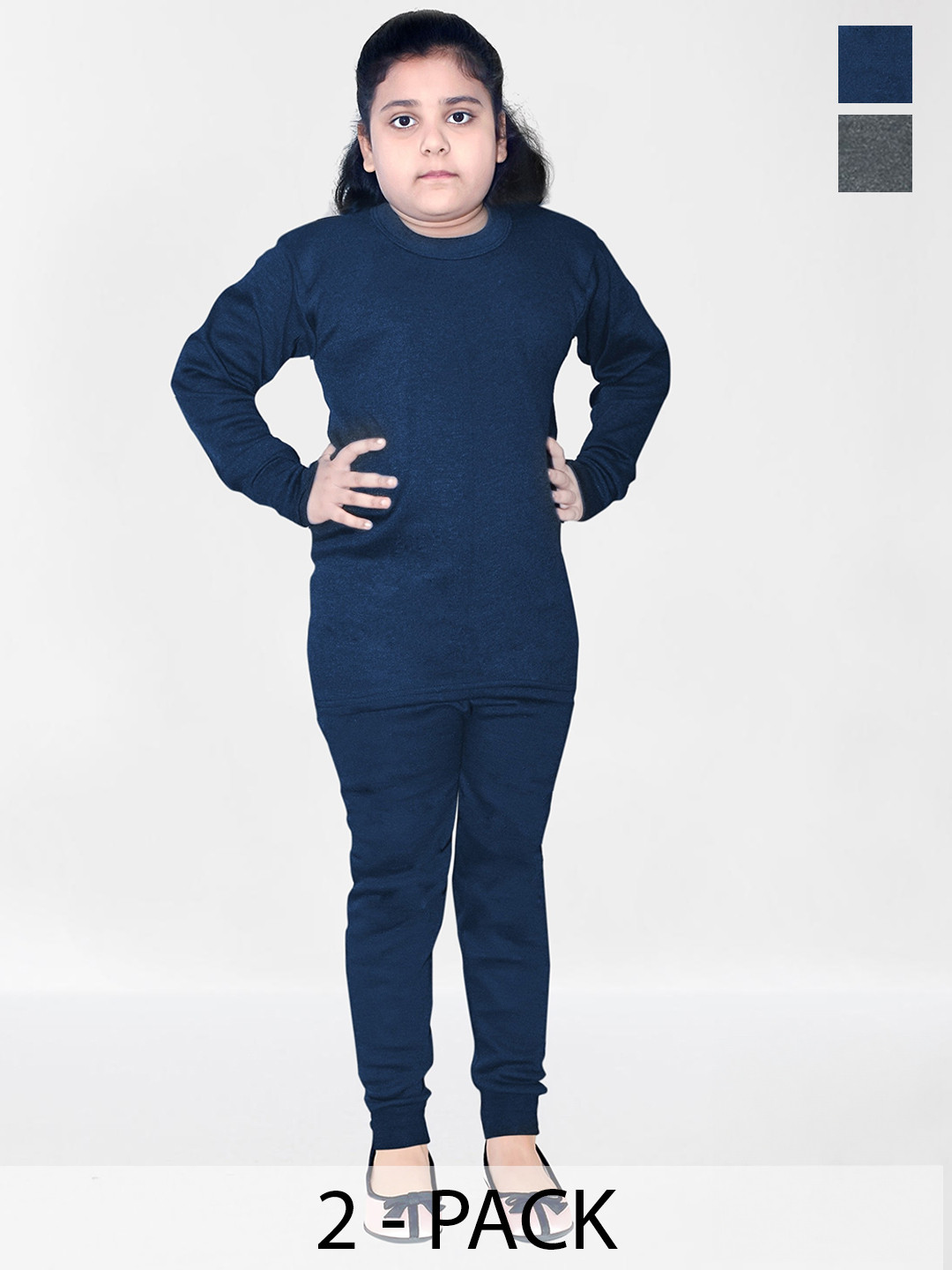 BAESD Kids Pack Of 2 Round Neck Thermal Set
