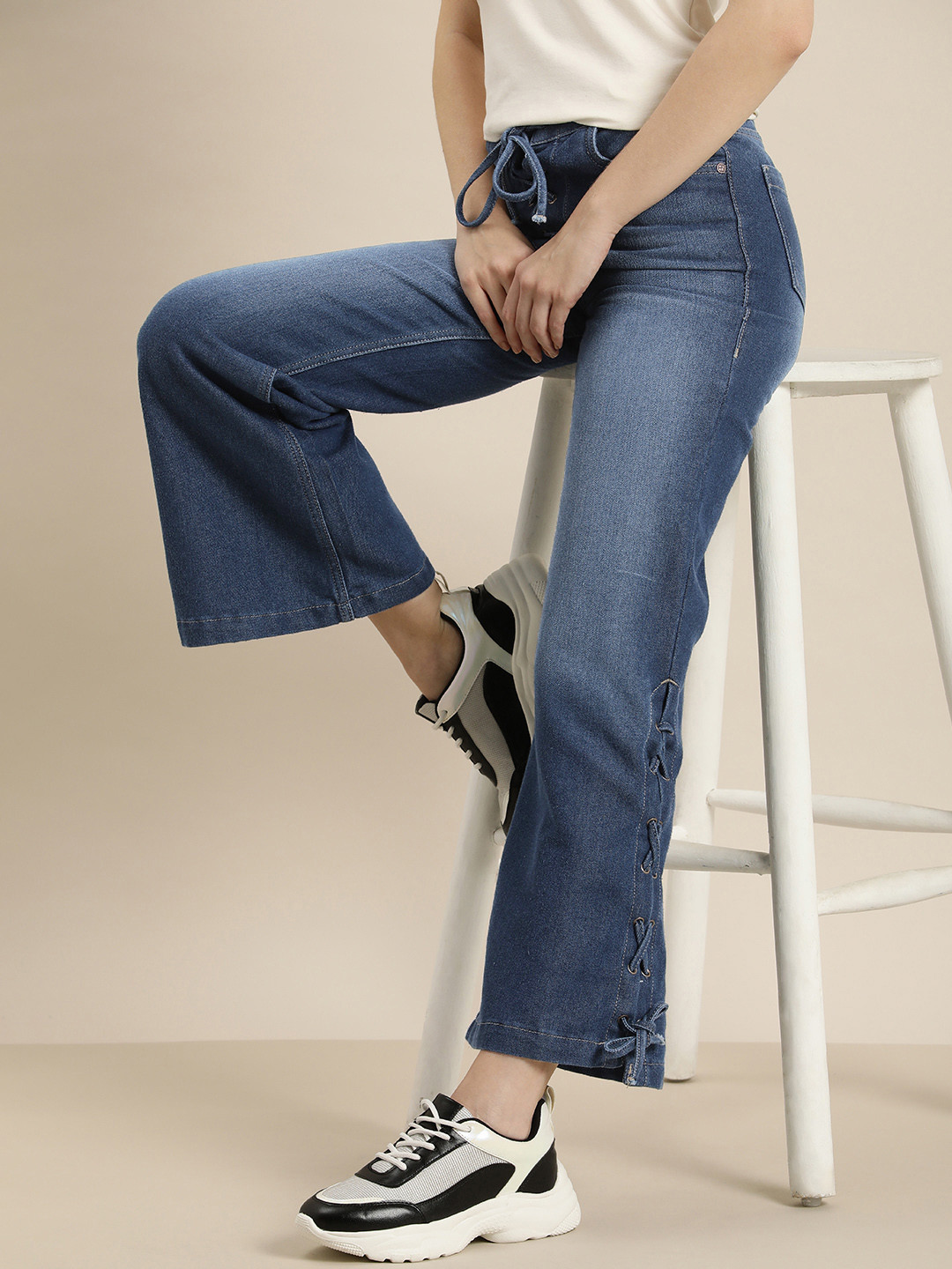 HERE&NOW Women Flared Light Fade Jeans