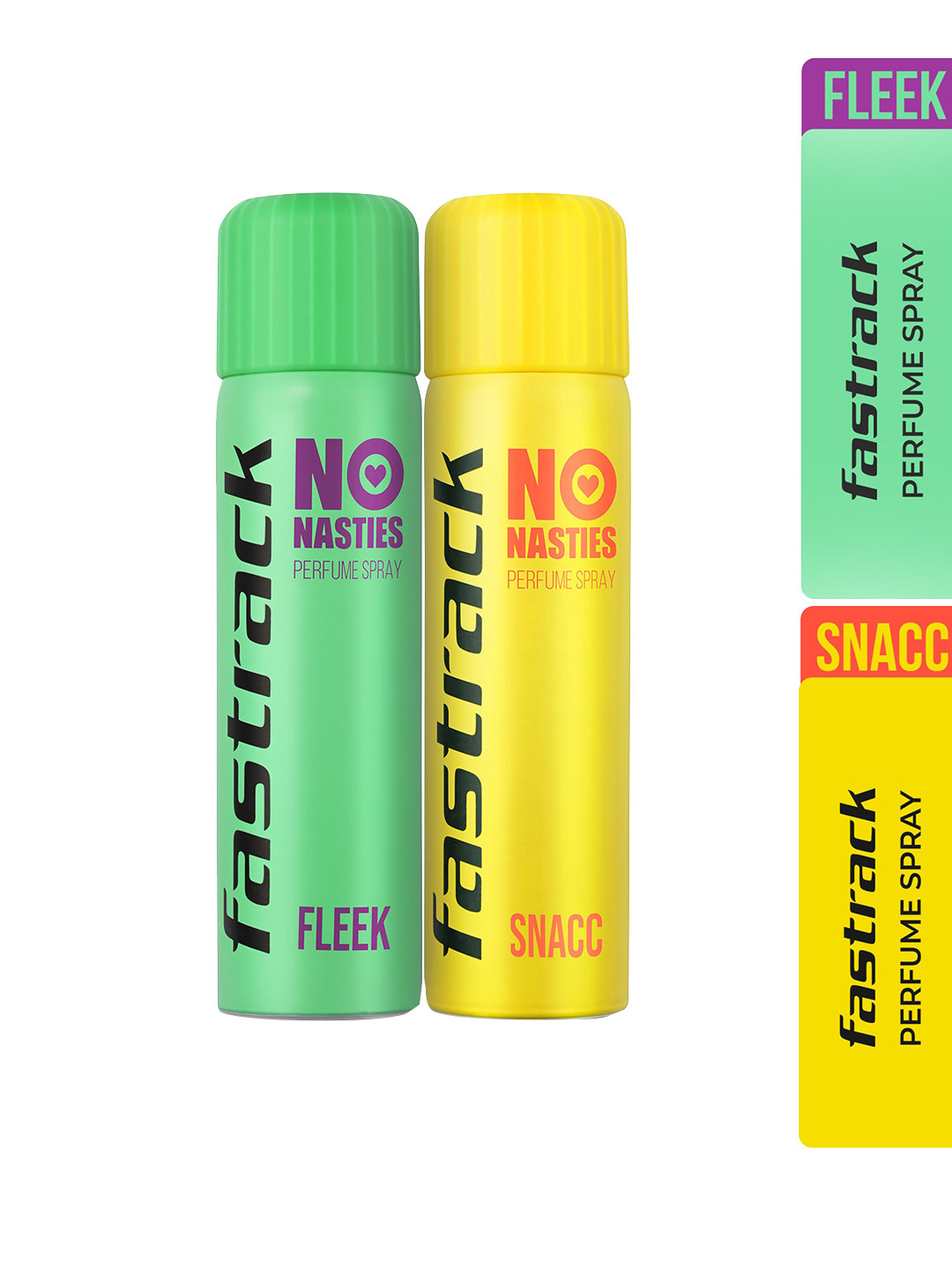 Fastrack Set of Fleek & Snacc No Nasties Perfume Spray - 135 ml Each