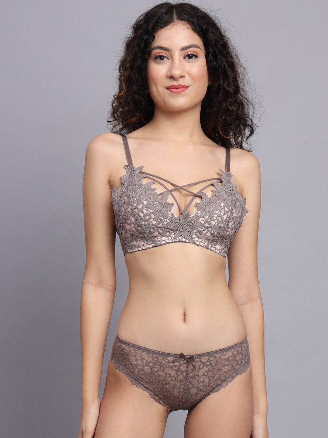 FiveFlag Self-Design Heavily-Padded Lingerie Set Anya_012_Grey_30
