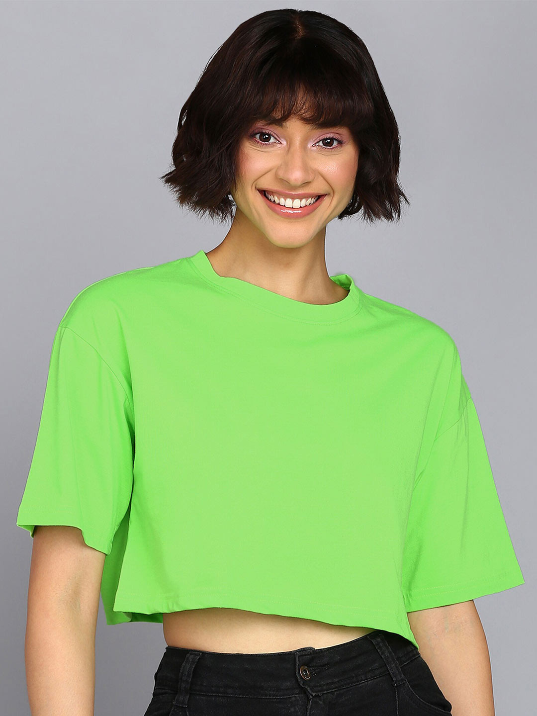 Adyavastram Round Neck Cotton Boxy Crop Top