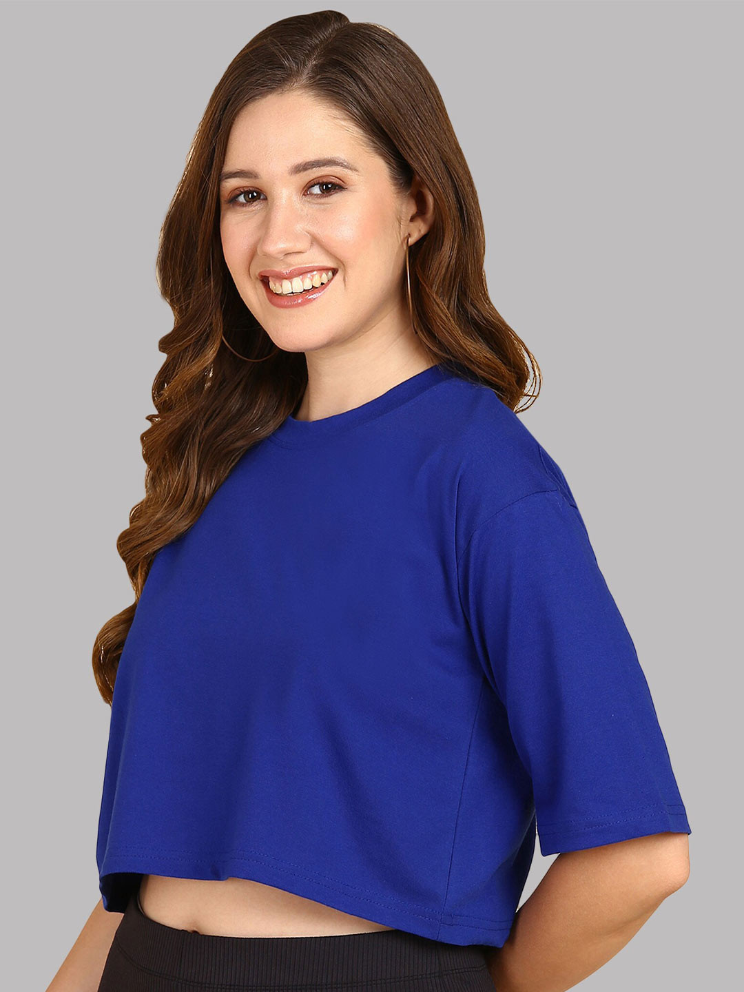 Adyavastram Round Neck Cotton Boxy Crop Top