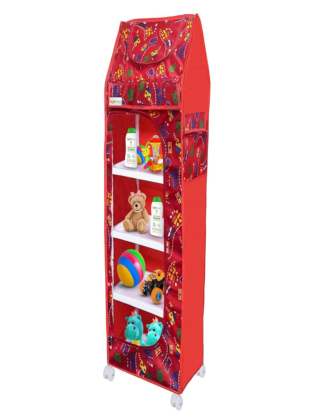 OYO BABY Kids Red Portable Wardrobe With Wheels