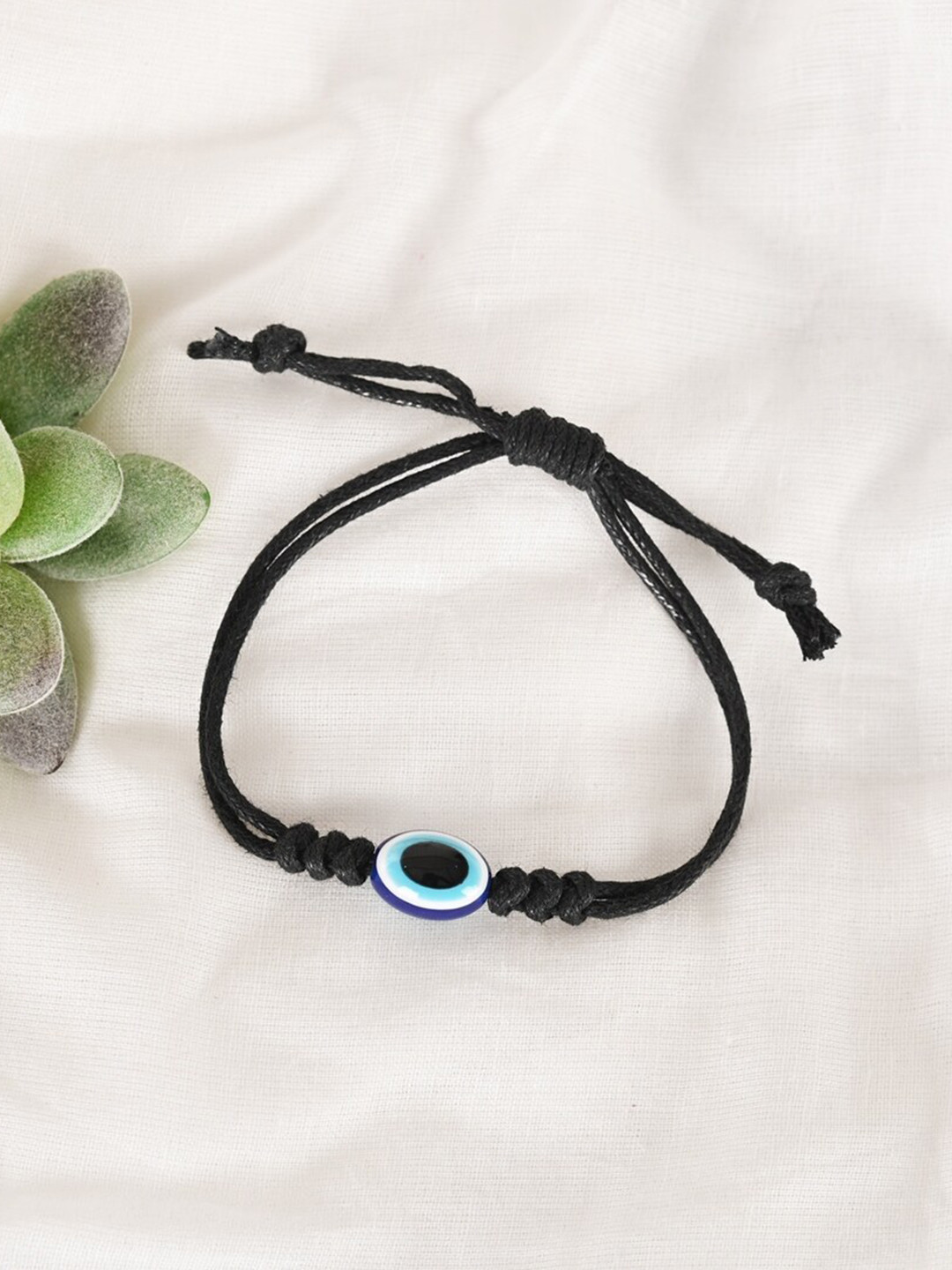 NVR Unisex Black Evil Eye Wraparound Bracelet