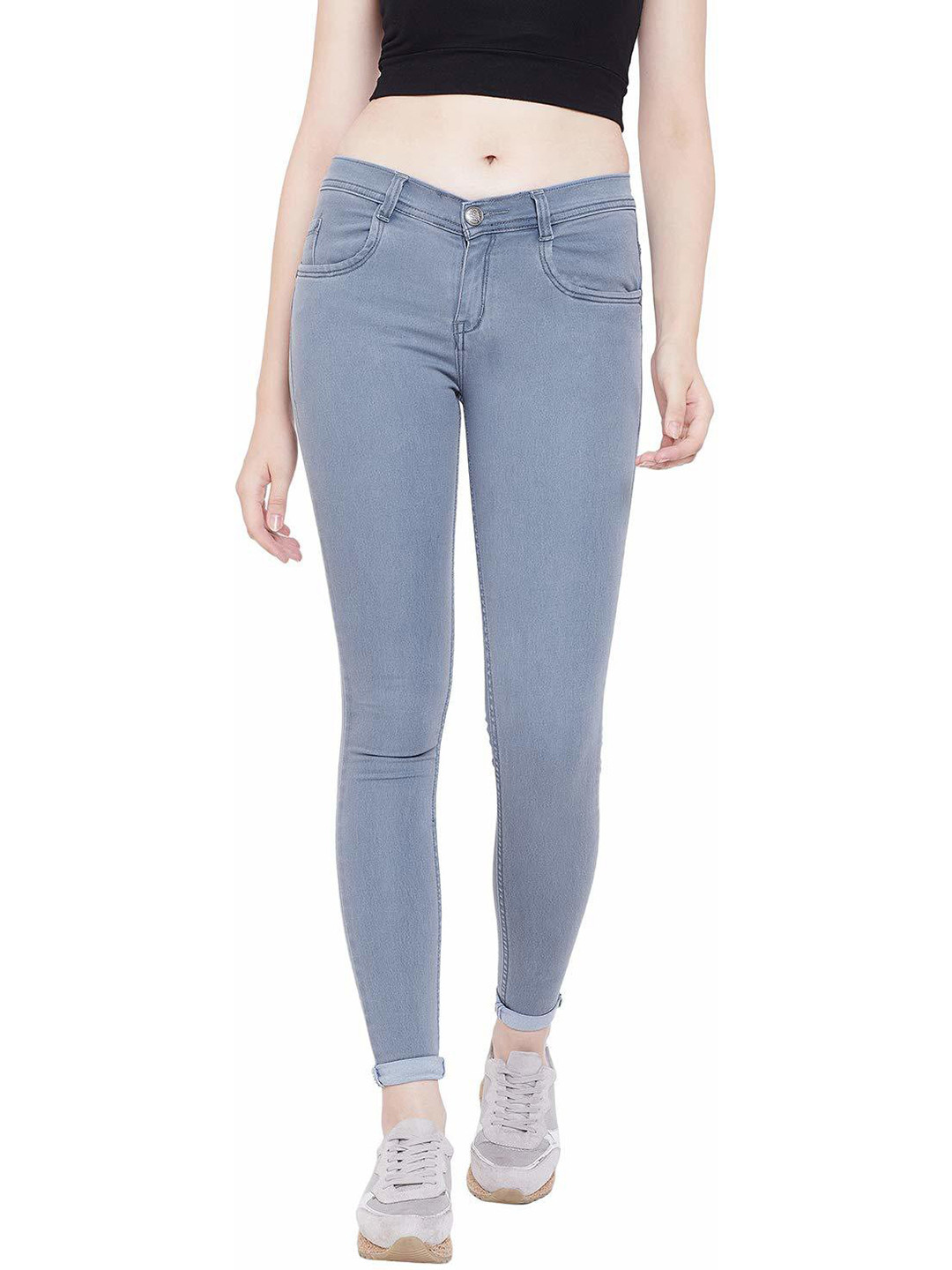 BAESD Women Supper Skinny Fit Mid-Rise Clean Look Light Fade Stretchable Jeans