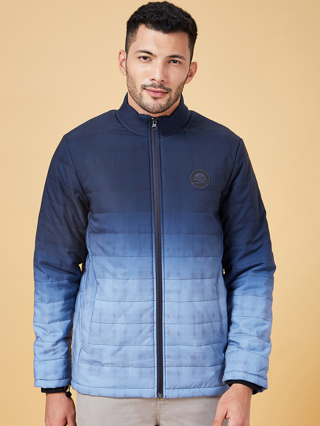 Urban Ranger by pantaloons Ombre Printed Mock Collar Jacket