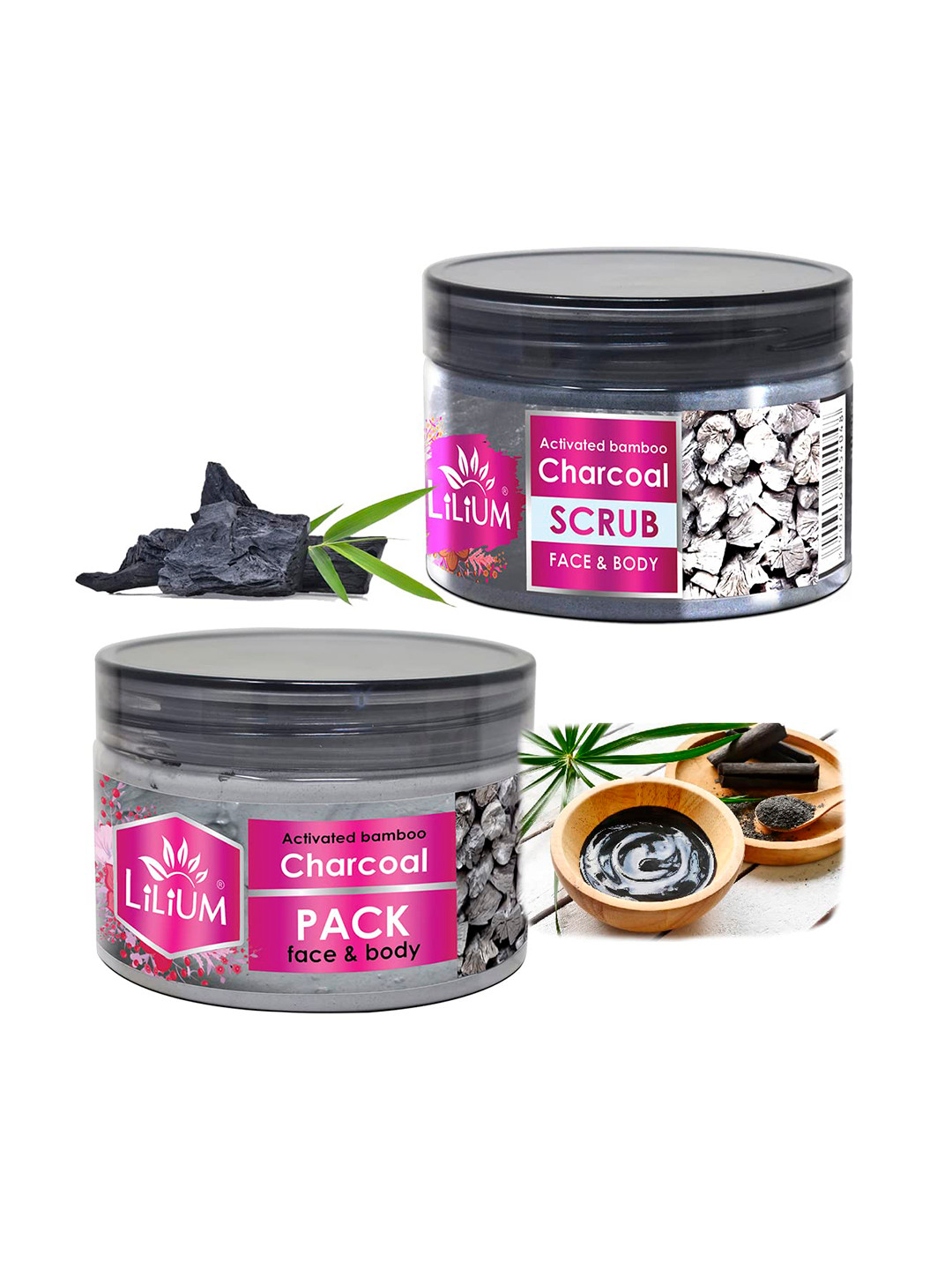 Lilium Bamboo Charcoal Scrub & Face Pack - 250g Each